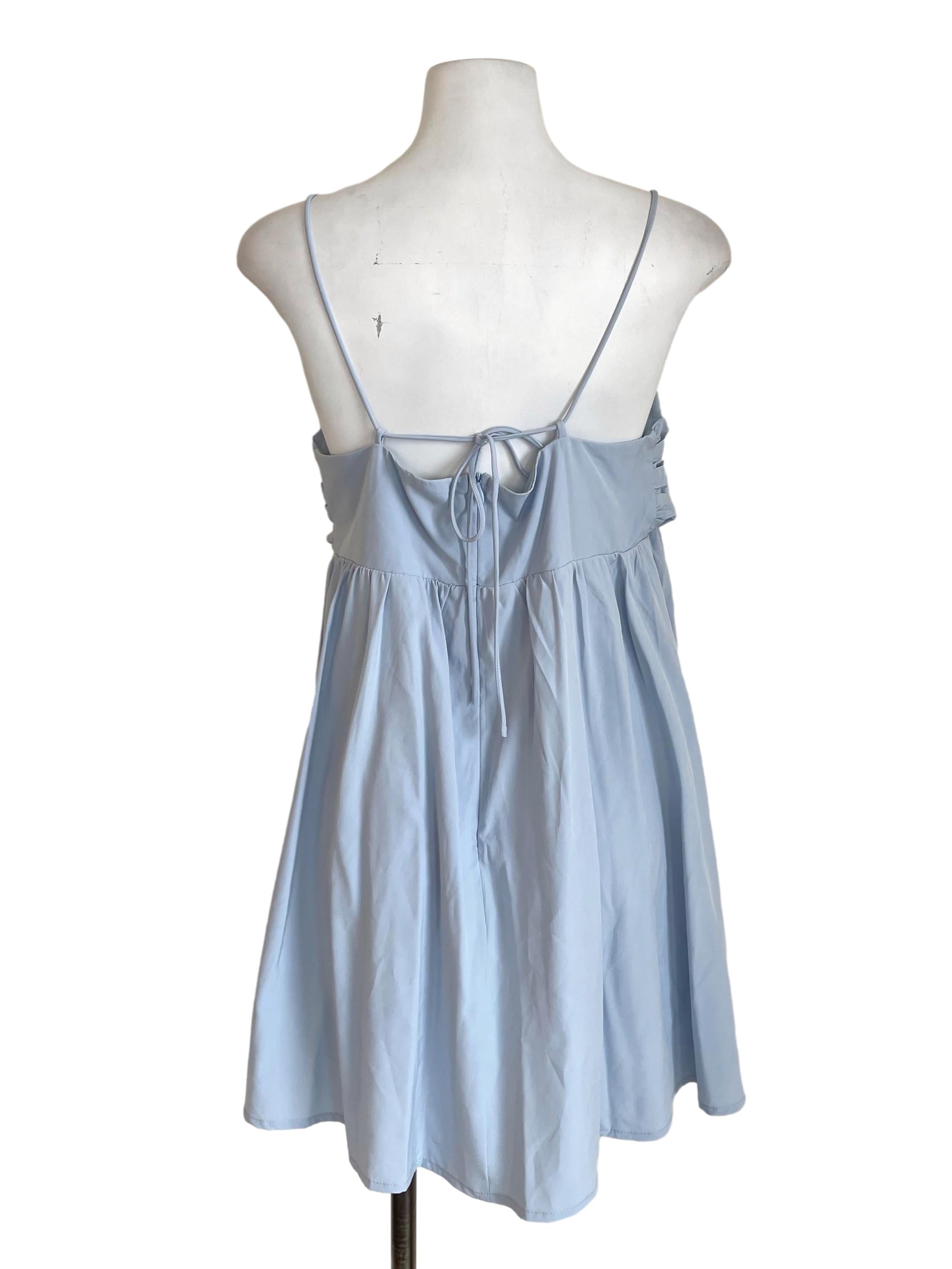 Pastel Blue Pleated Babydoll Dress TTR