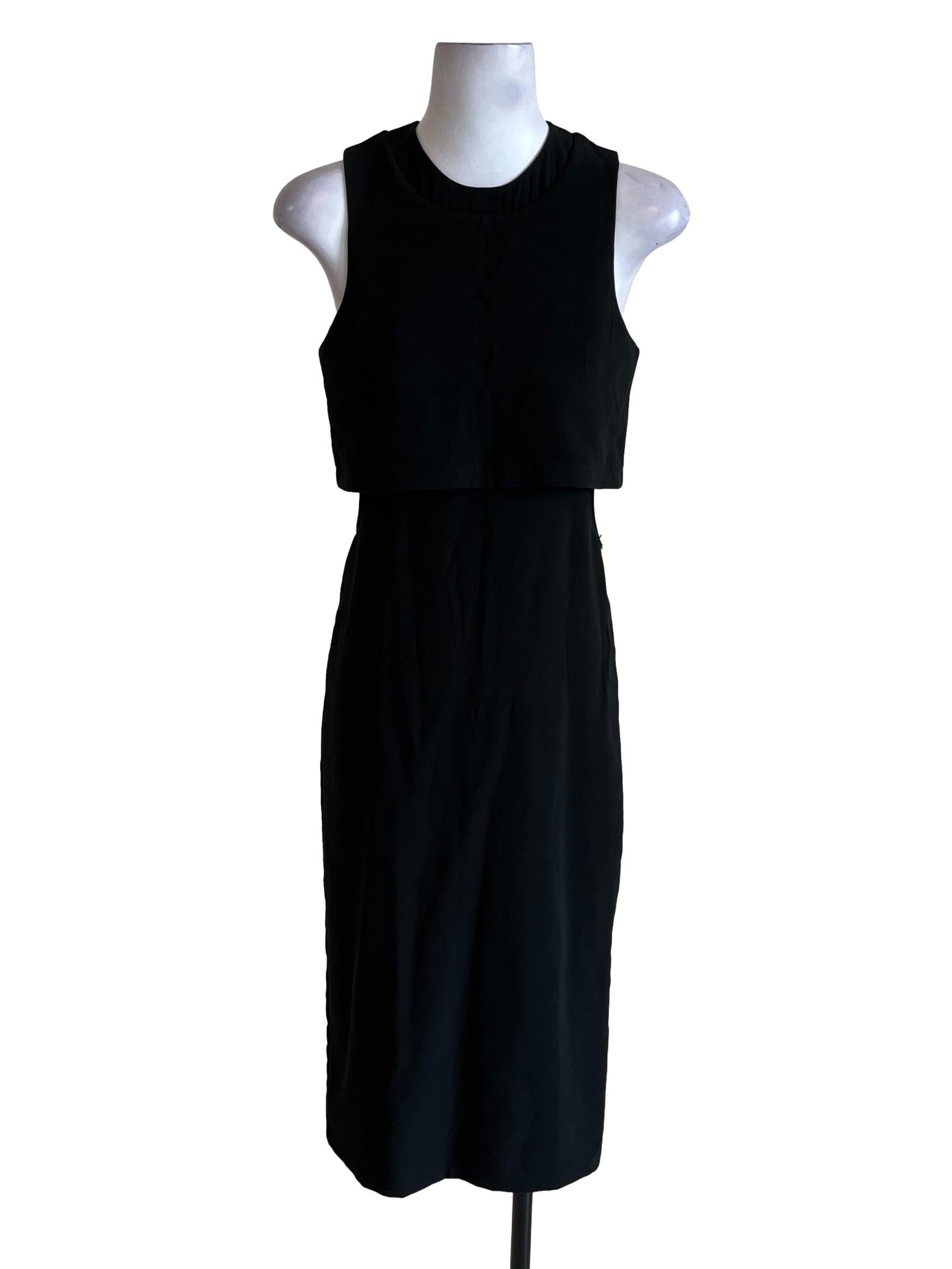 Coal Black Sleeveless A-Line Dress