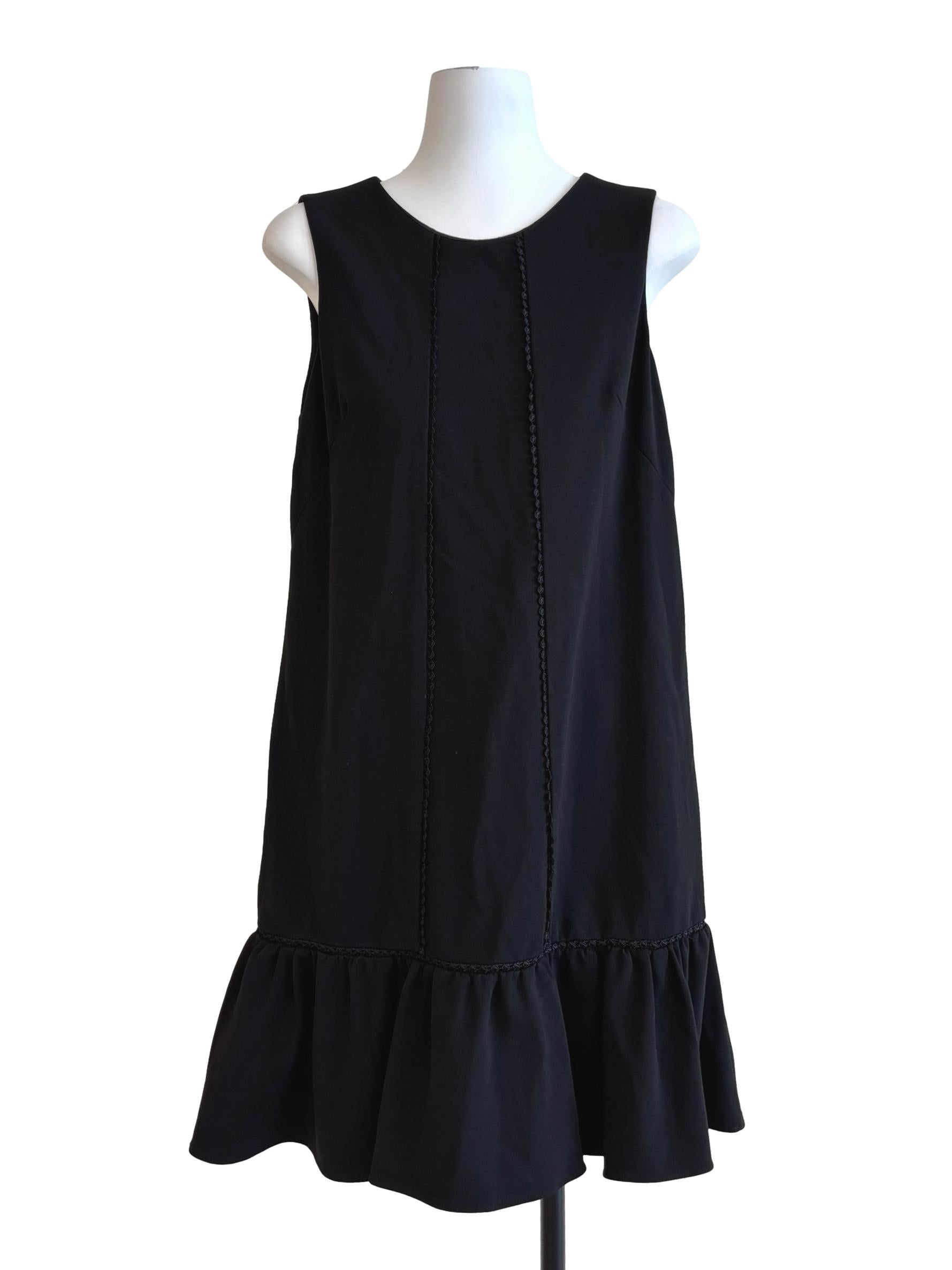 Soft Black Sleeveless Drop Waist Dress