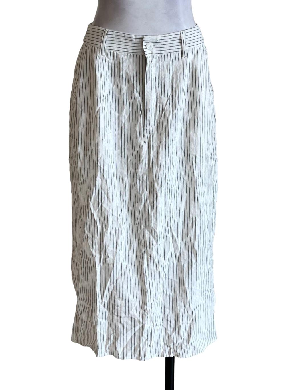 Pearl White Brown Stripe Tube Skirt