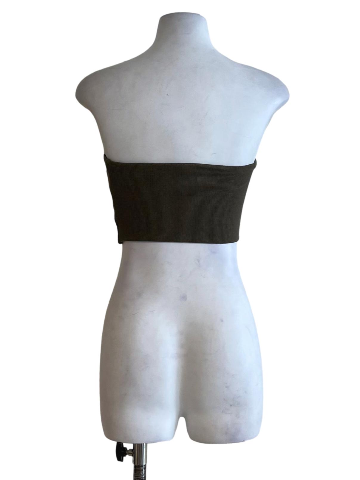 Moss Green Strapless Cropped Top
