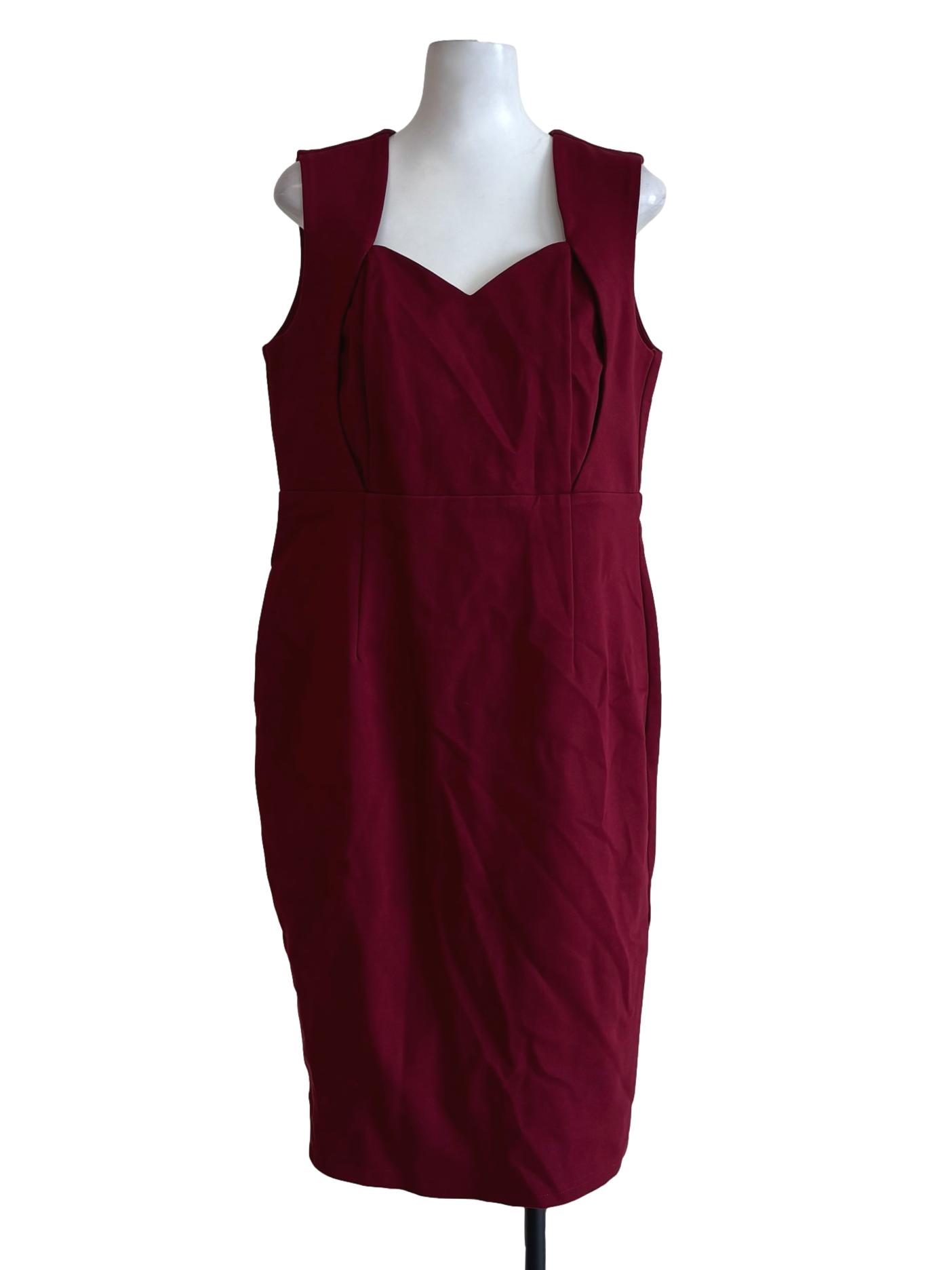 Burgundy Red Sleeveless Pencil Dress