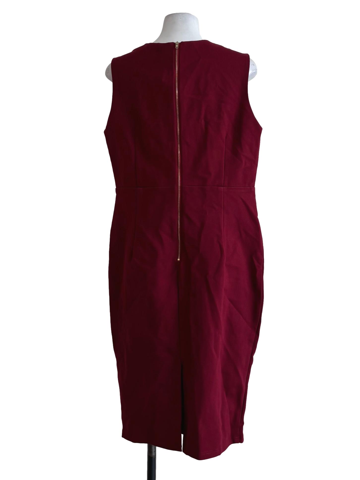 Burgundy Red Sleeveless Pencil Dress