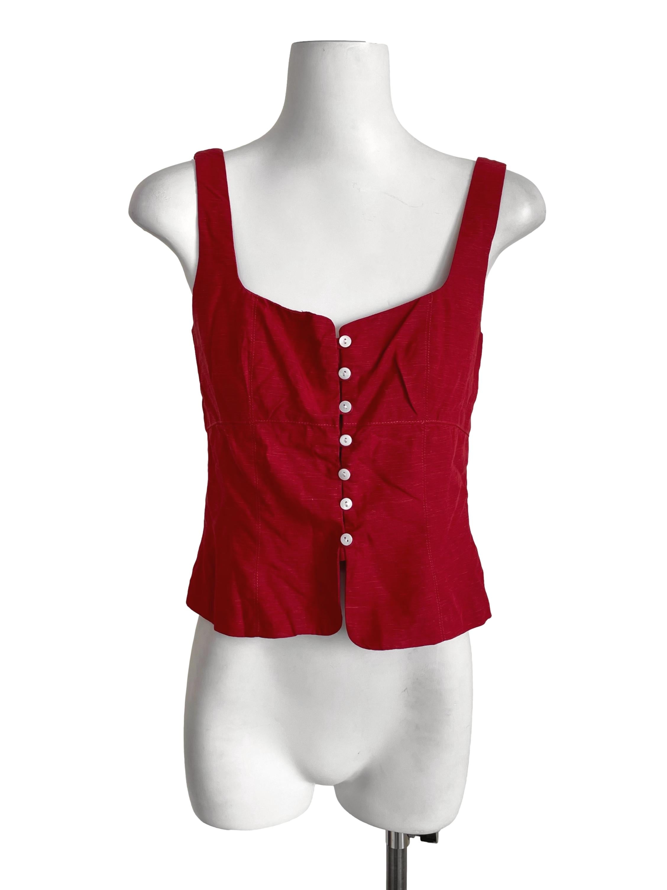 Red Button Down Mini Top TEM