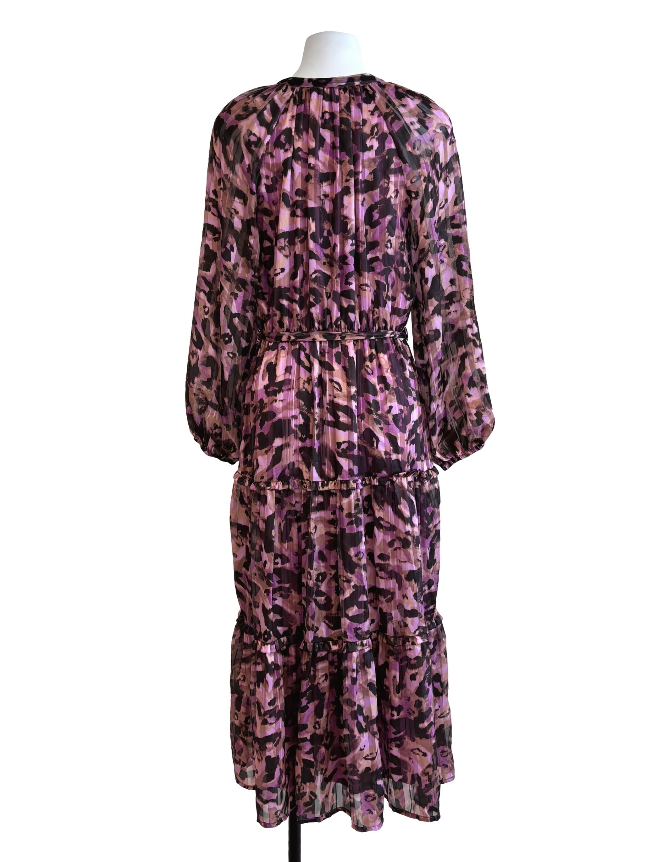Blush Pink Taupe Patterned Tier Dress
