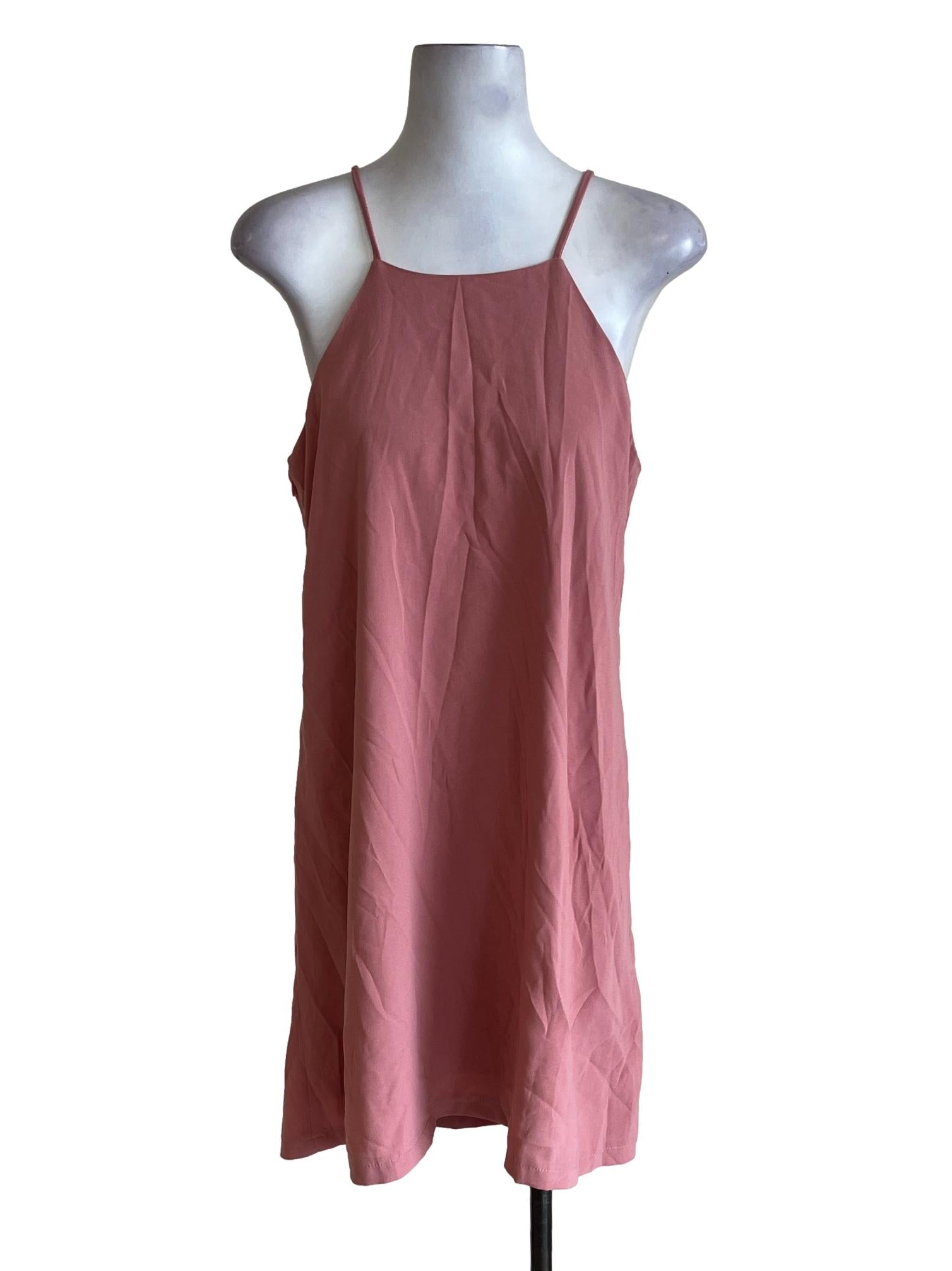 Flamingo Pink Halter Strap Sun Dress