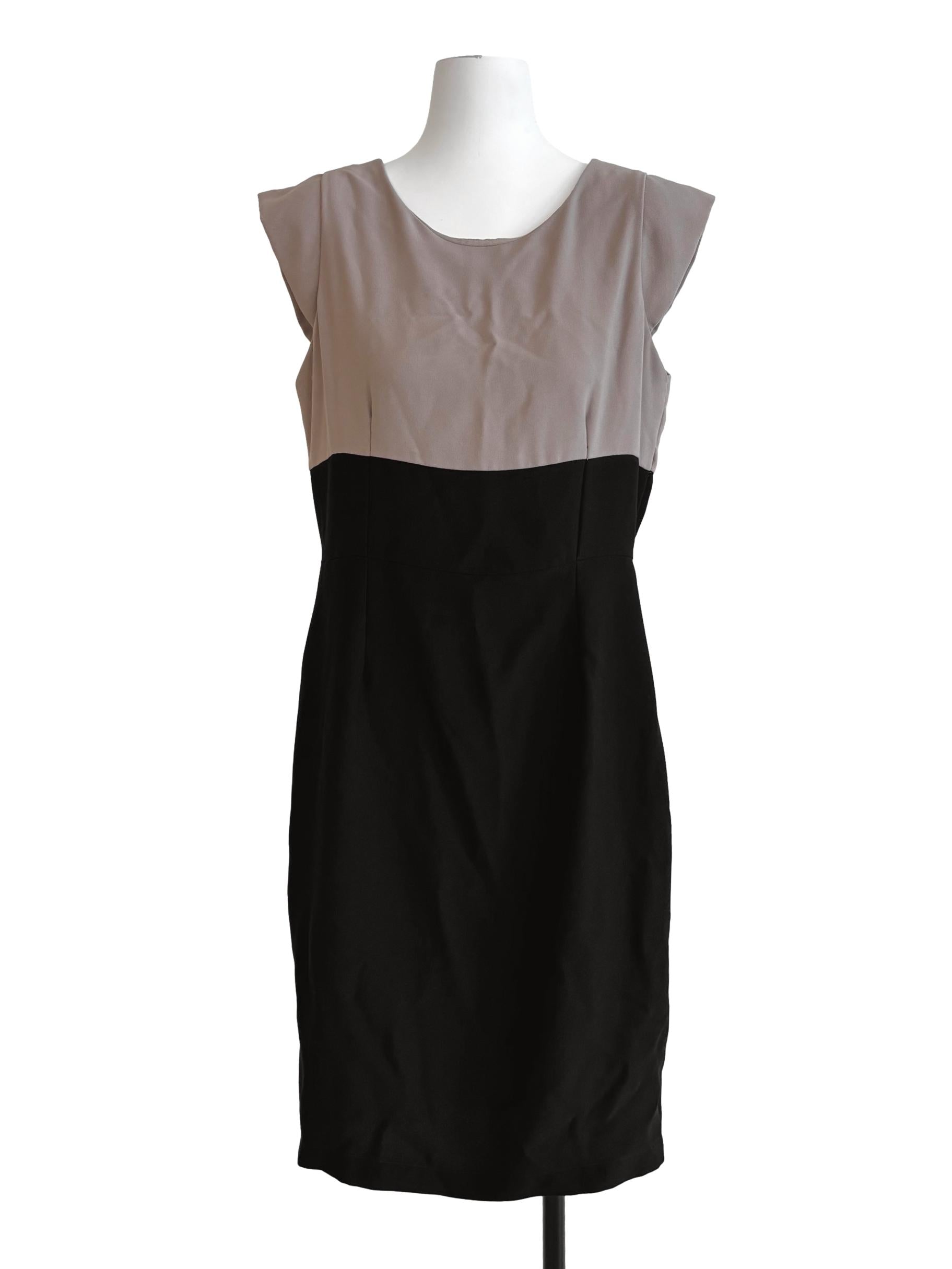 Oyster Brown Black Sheath Dress