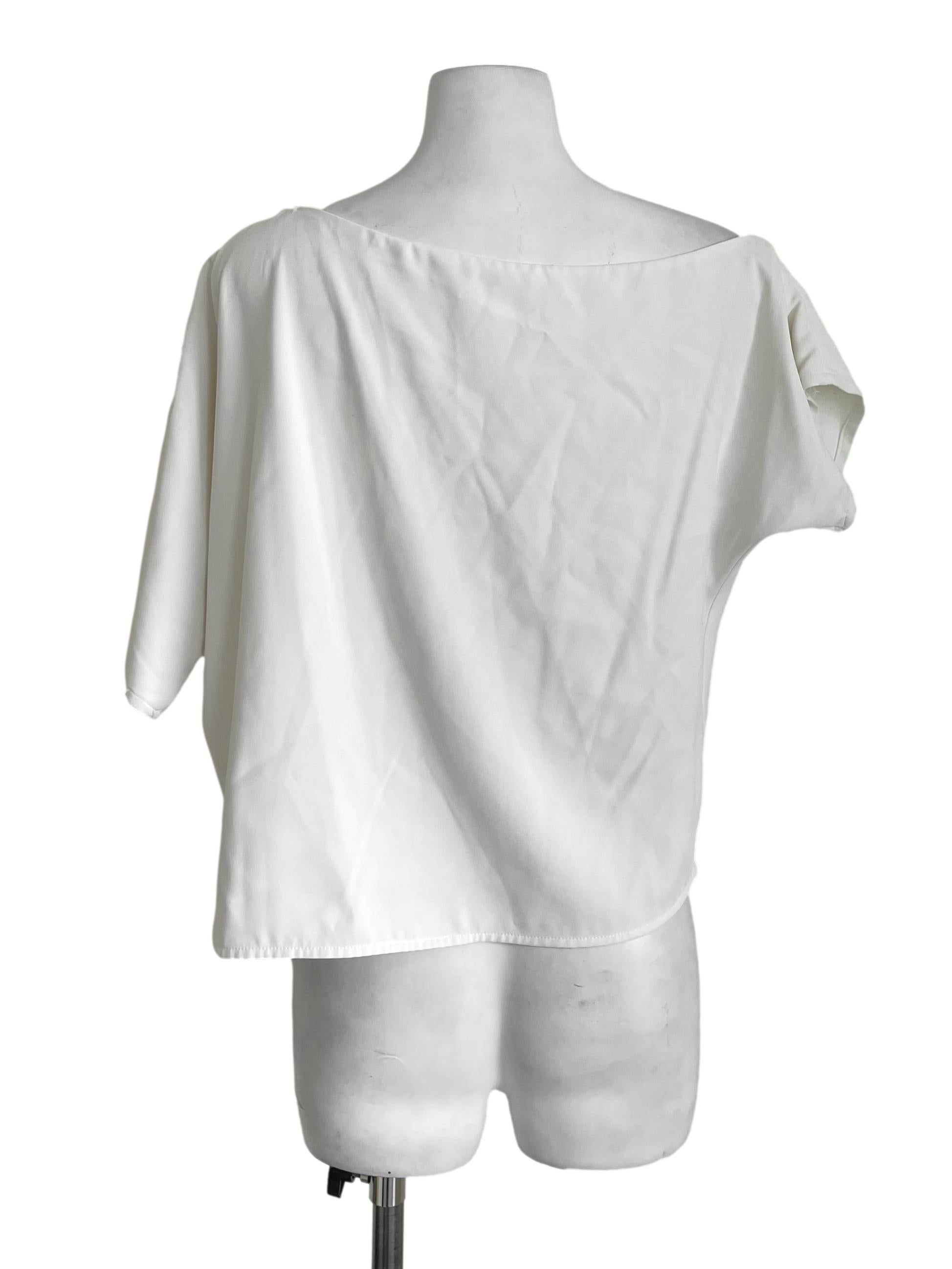 White Boat Neck Wide Top