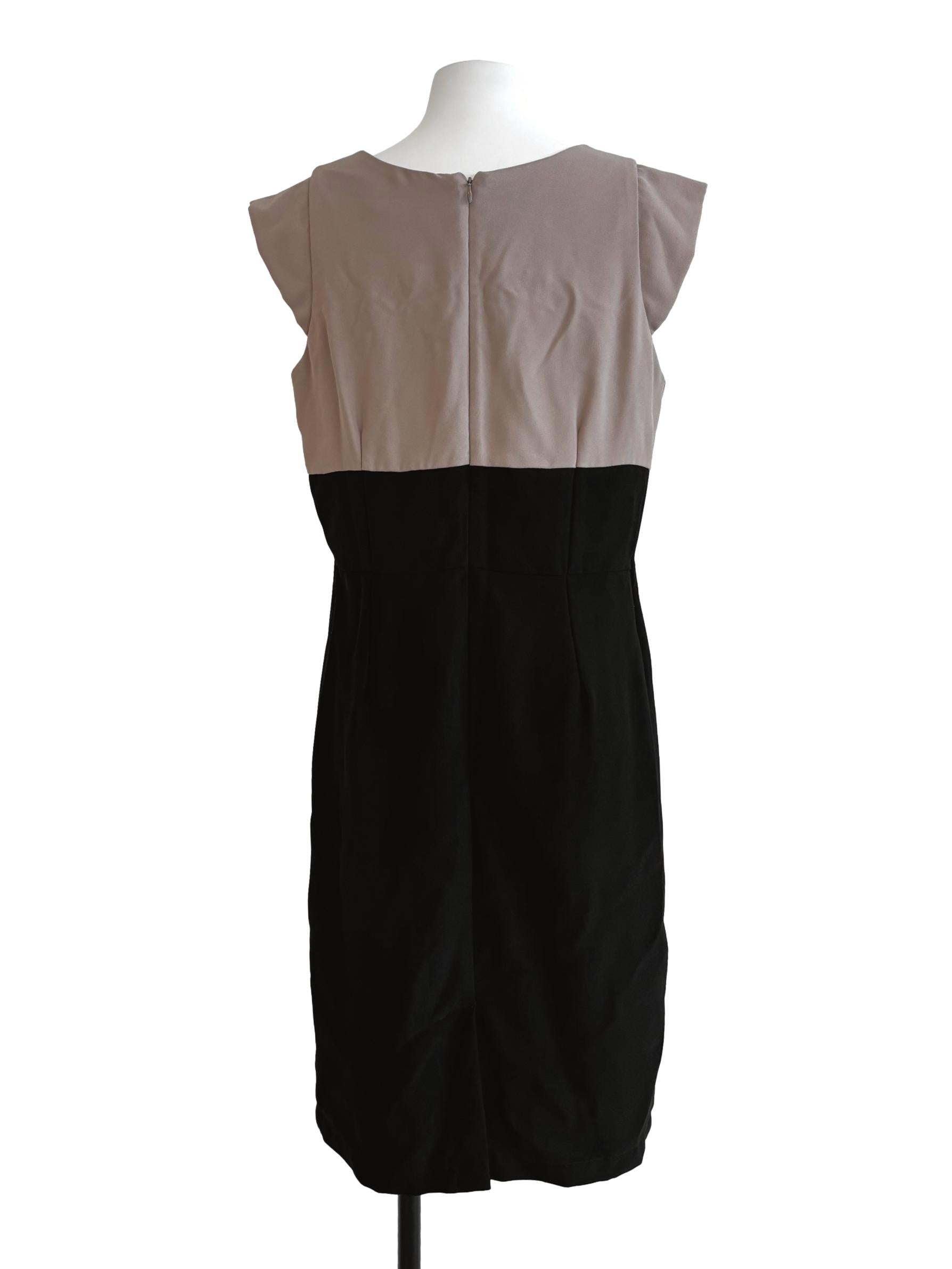 Oyster Brown Black Sheath Dress