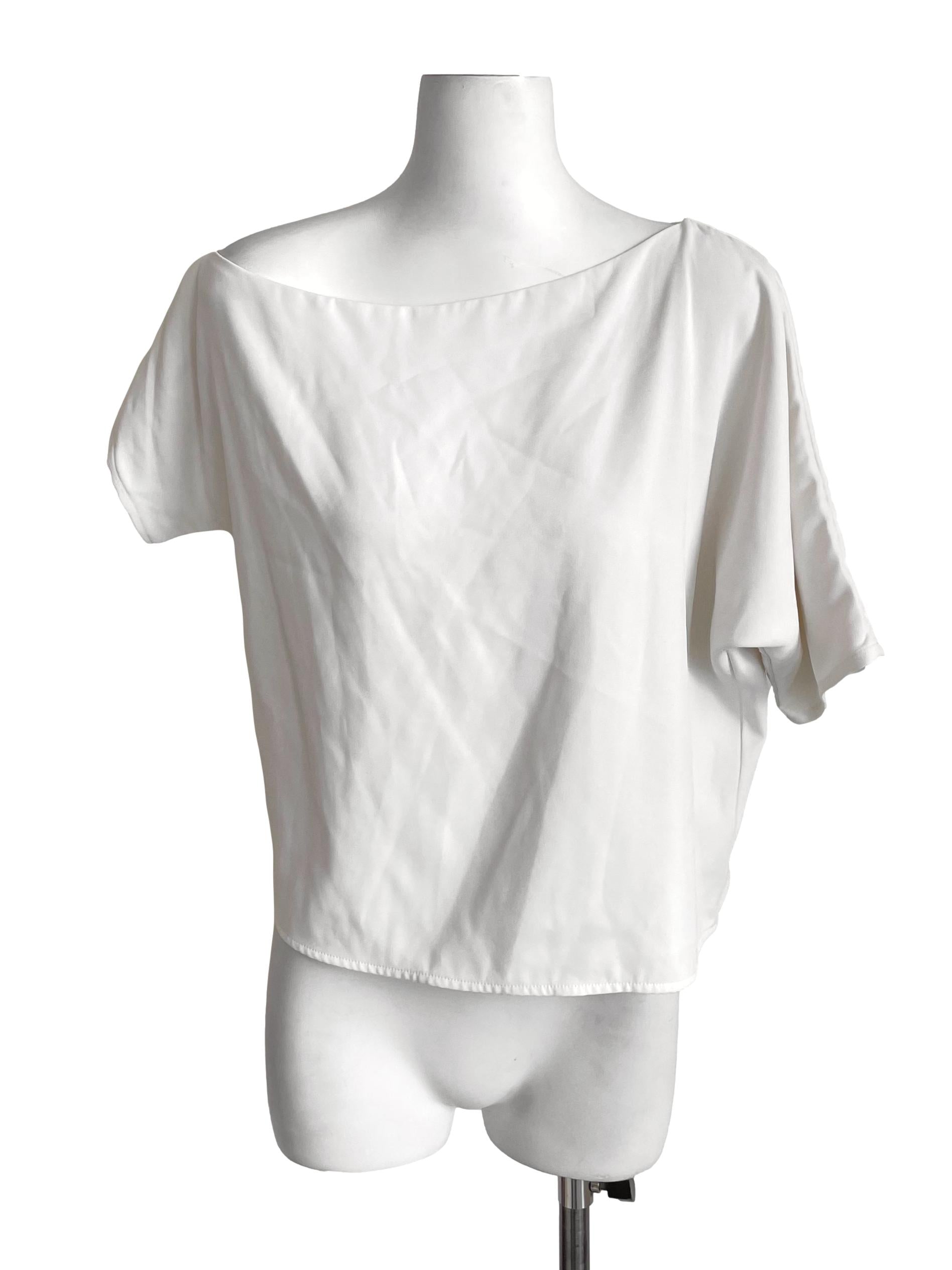 White Boat Neck Wide Top