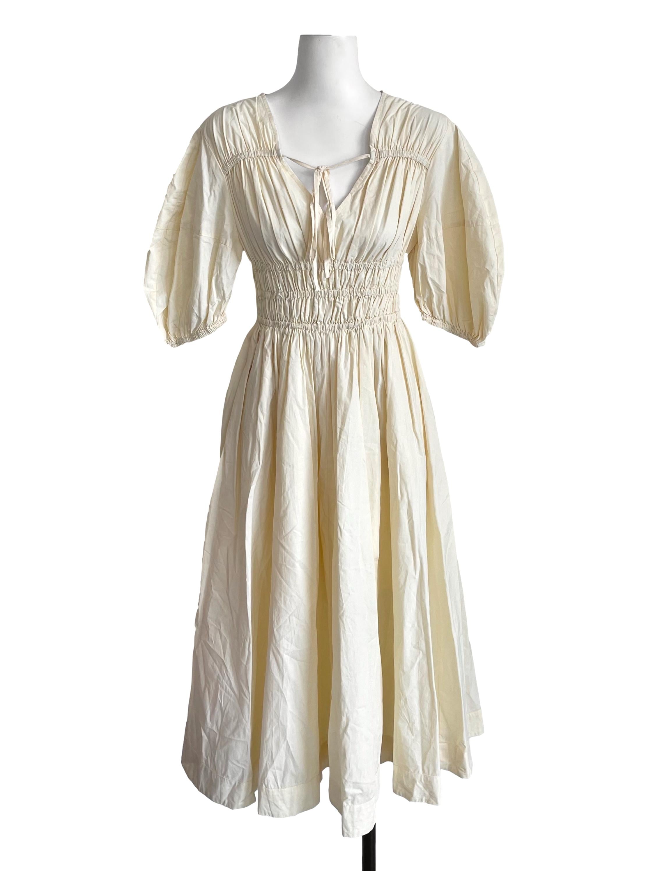 Blonde Shirred Peasant Dress TEM