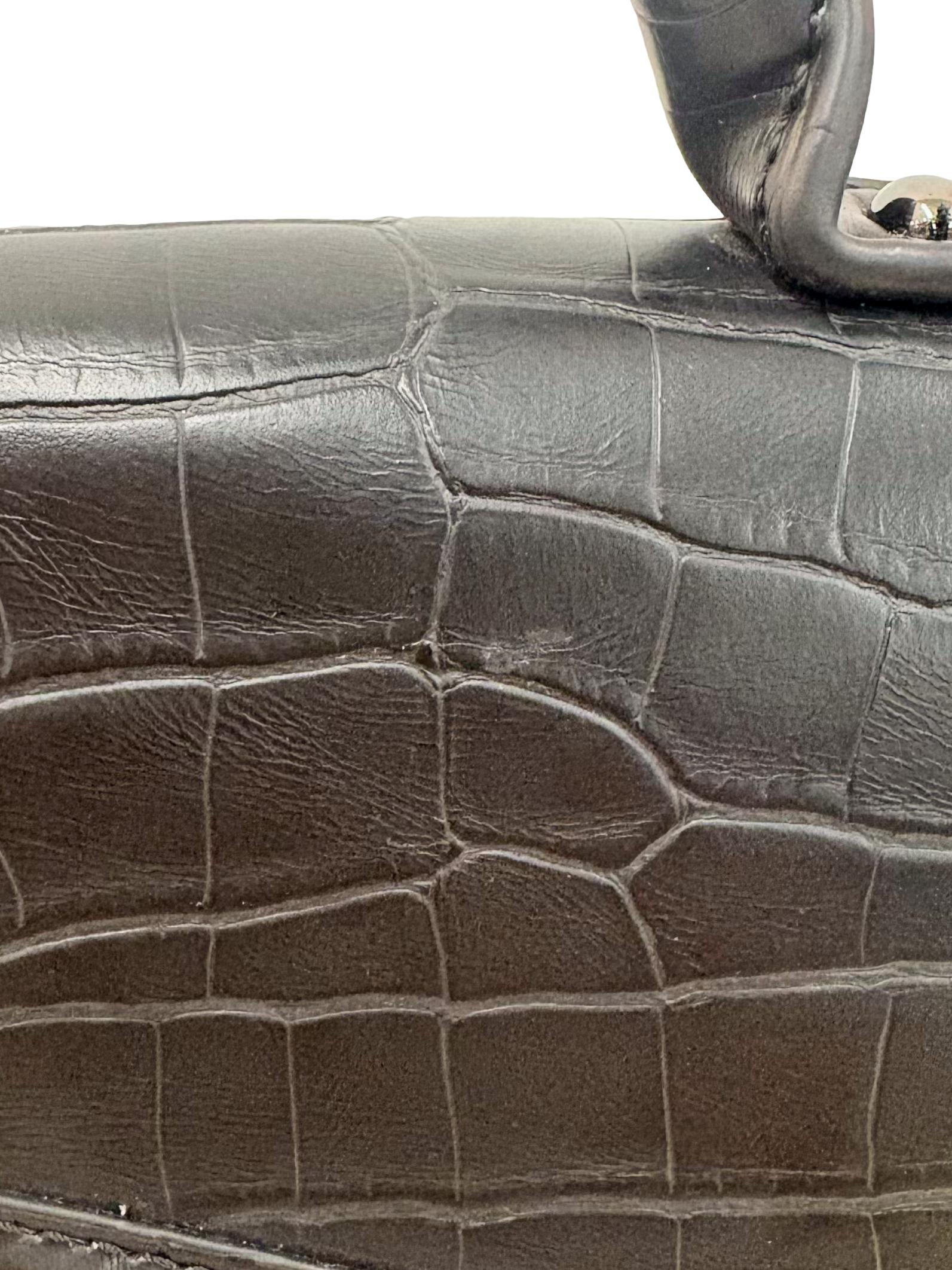 Black Mock Croc Mini City Bag With Asymmetric Flap