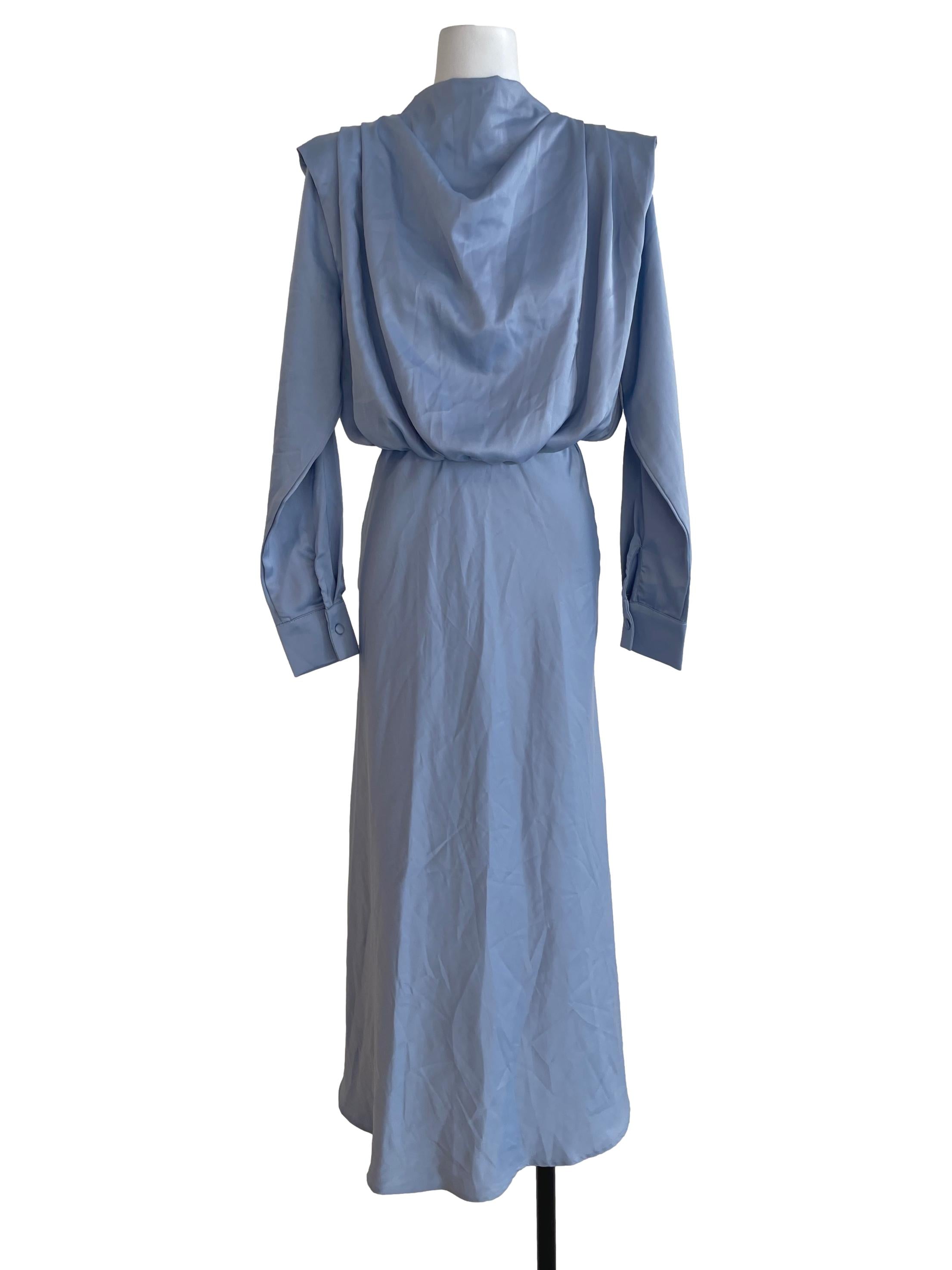 Shein Sky Blue Silk Pegged Dress | REFASH