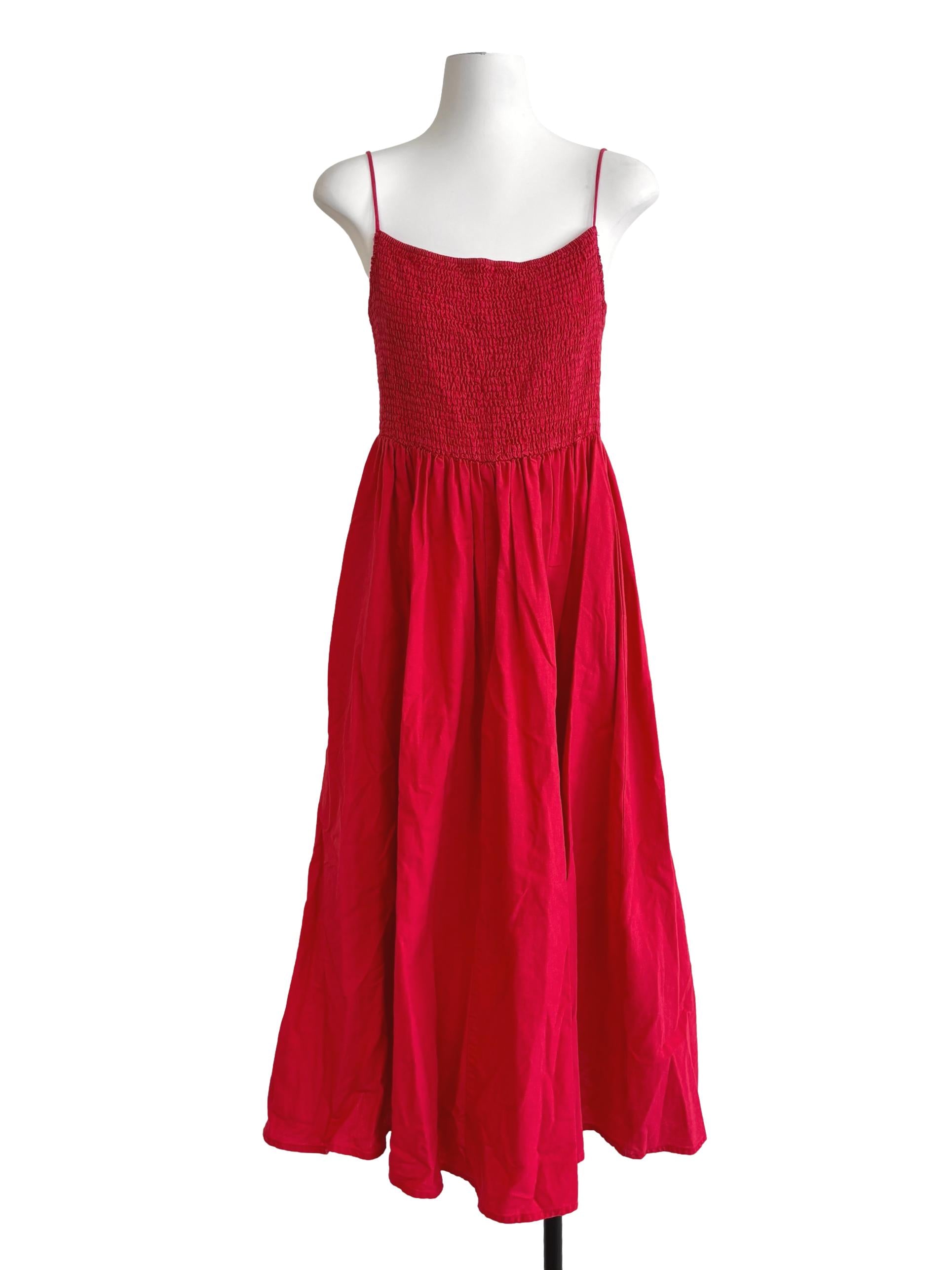 Red Smocked Cami Dress
