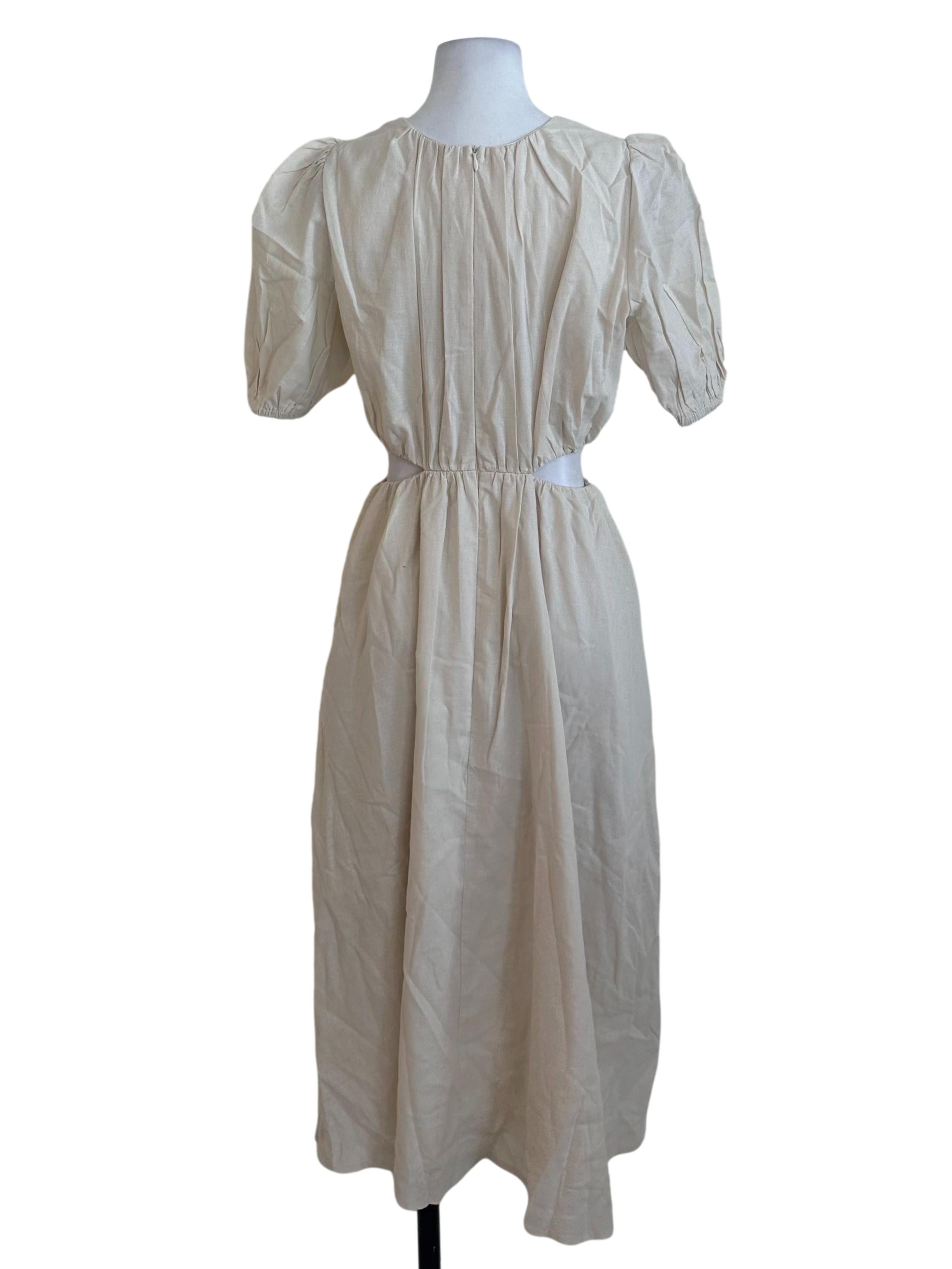 Oat Beige Puff Sleeve Dress