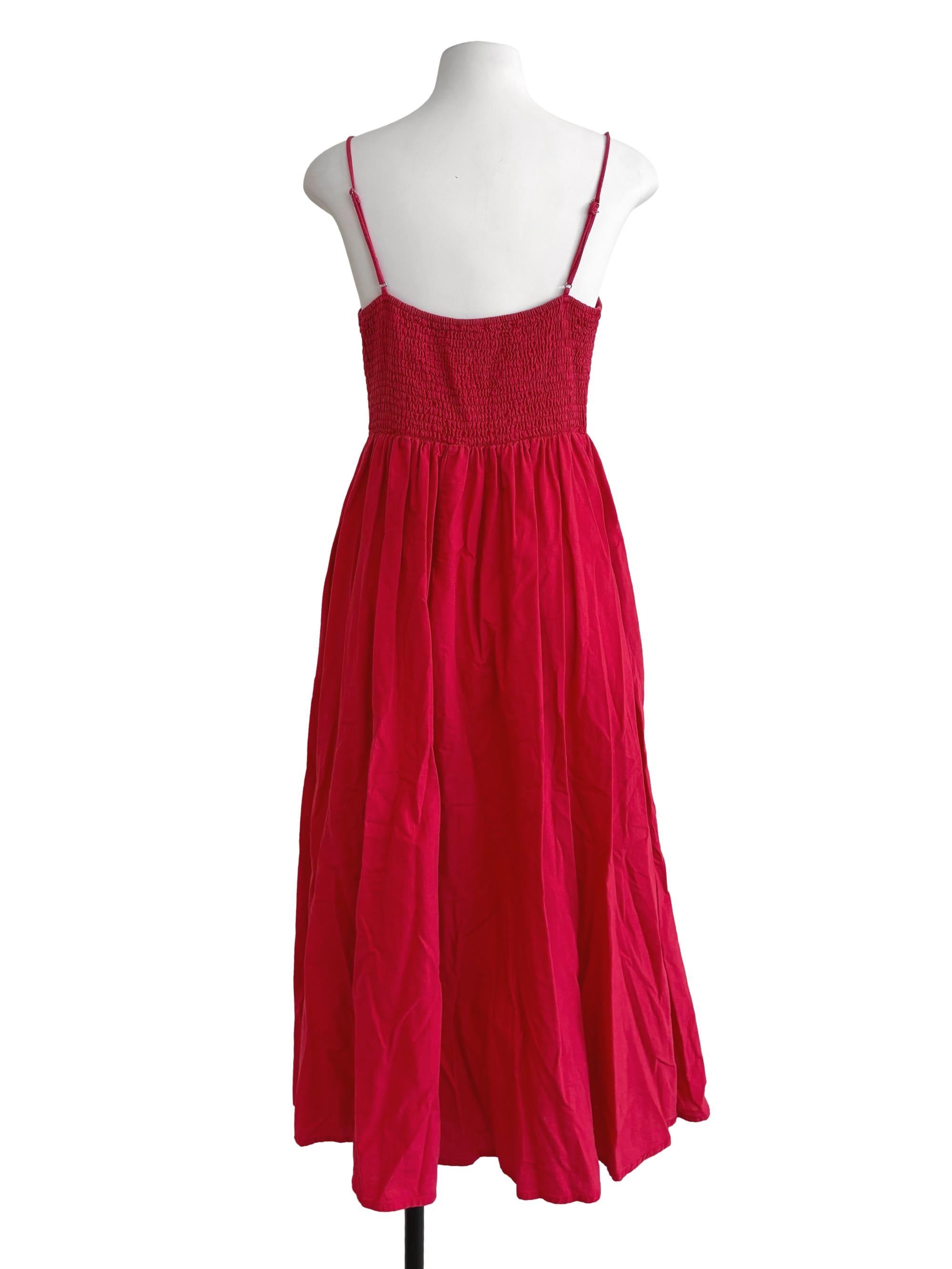 Red Smocked Cami Dress