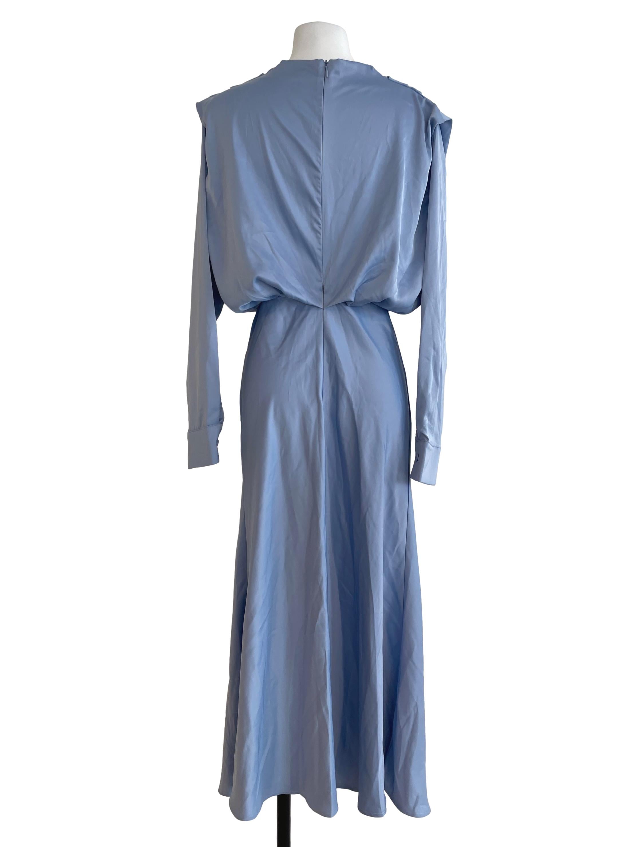 Shein Sky Blue Silk Pegged Dress | REFASH