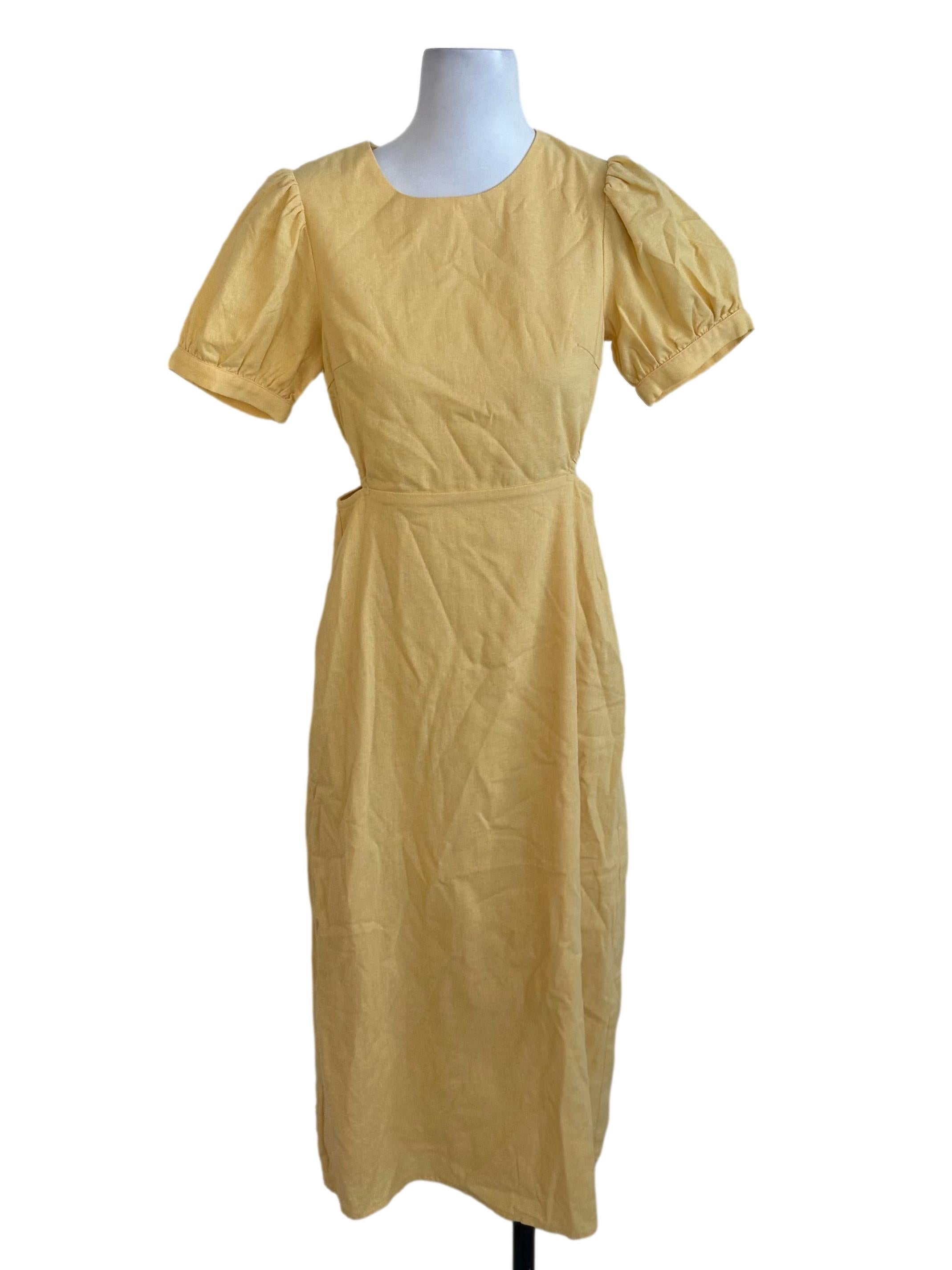 Sunny Yellow Puff Sleeve Dress