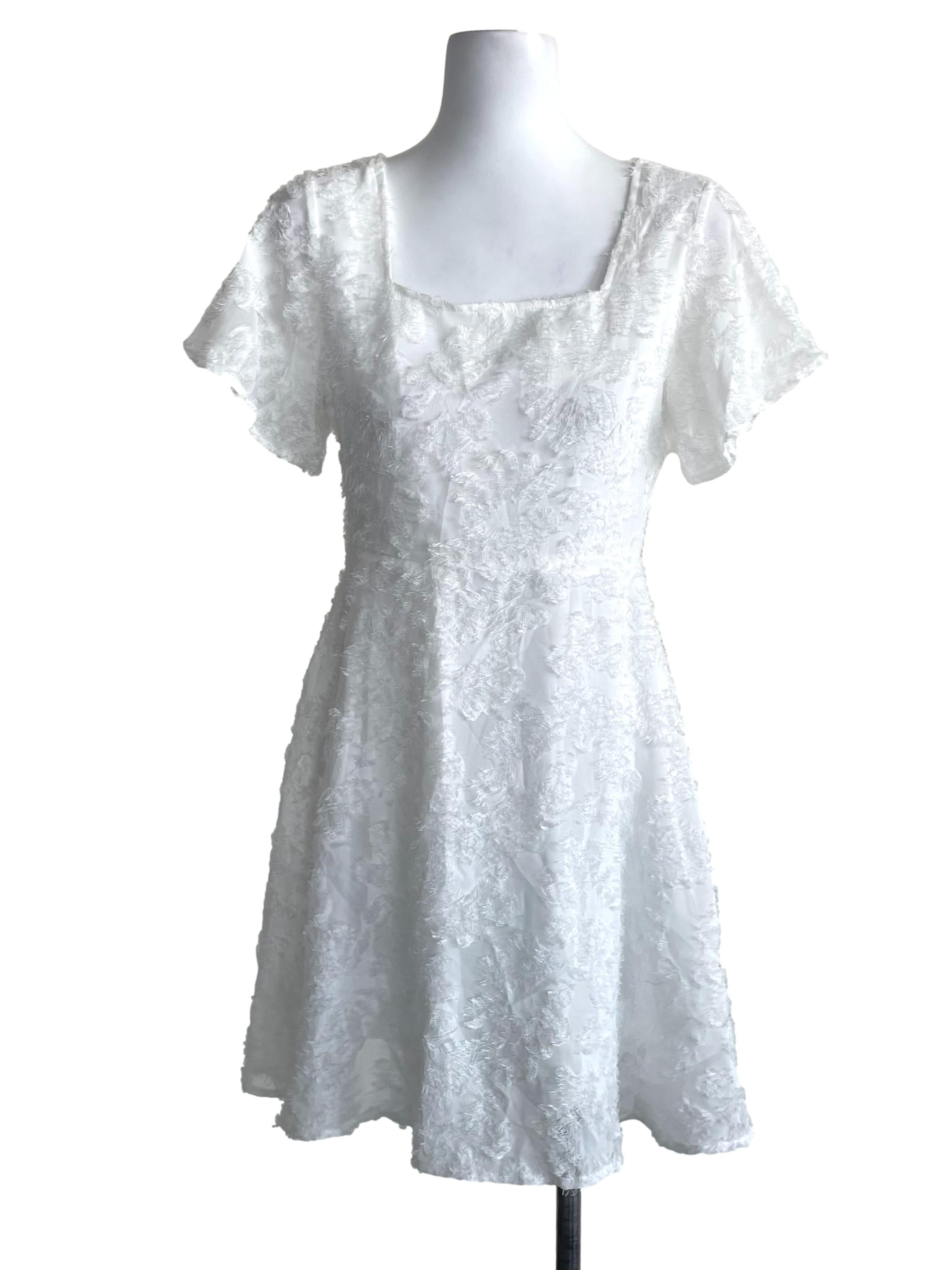 White Fuzzy A-Line Dress