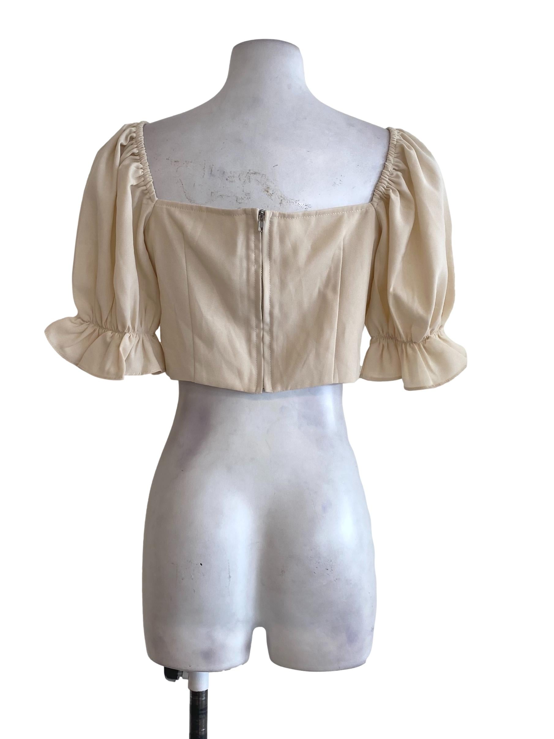 Beige Puffy Sleeve Top