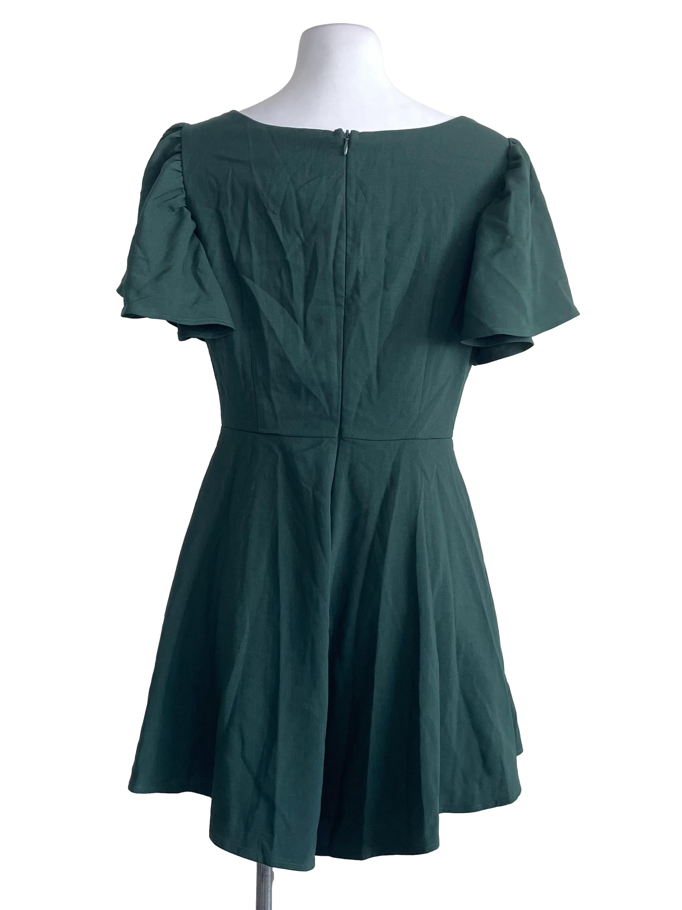 Pine Green Butterfly Sleeves Romper TTR
