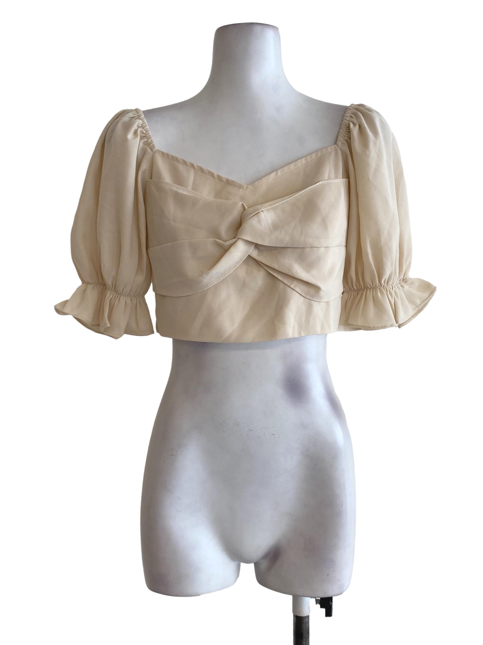 Beige Puffy Sleeve Top