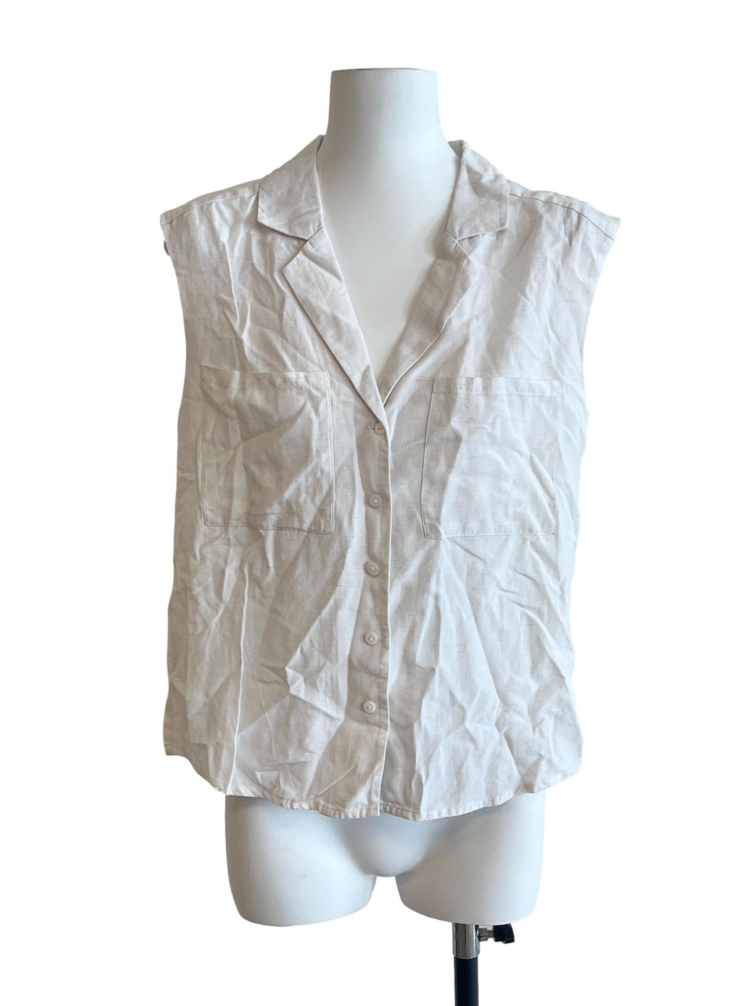 Daisy White V-Line Sleeveless Top LB