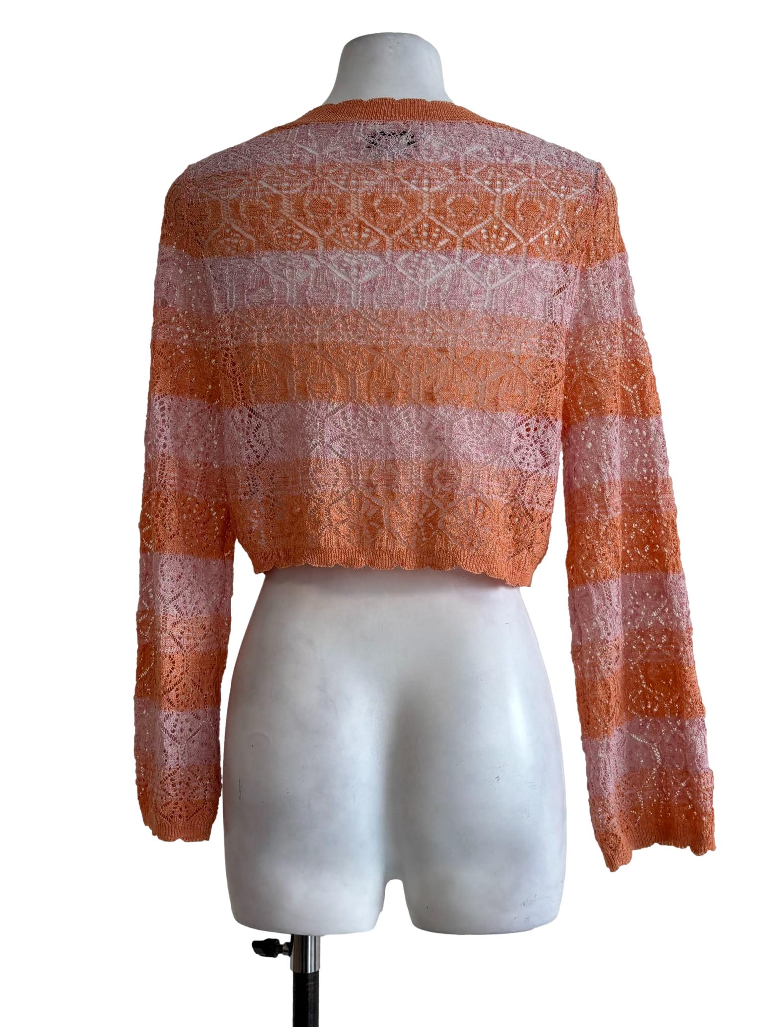 Tangelo Pink Stripes Knit Cardigan