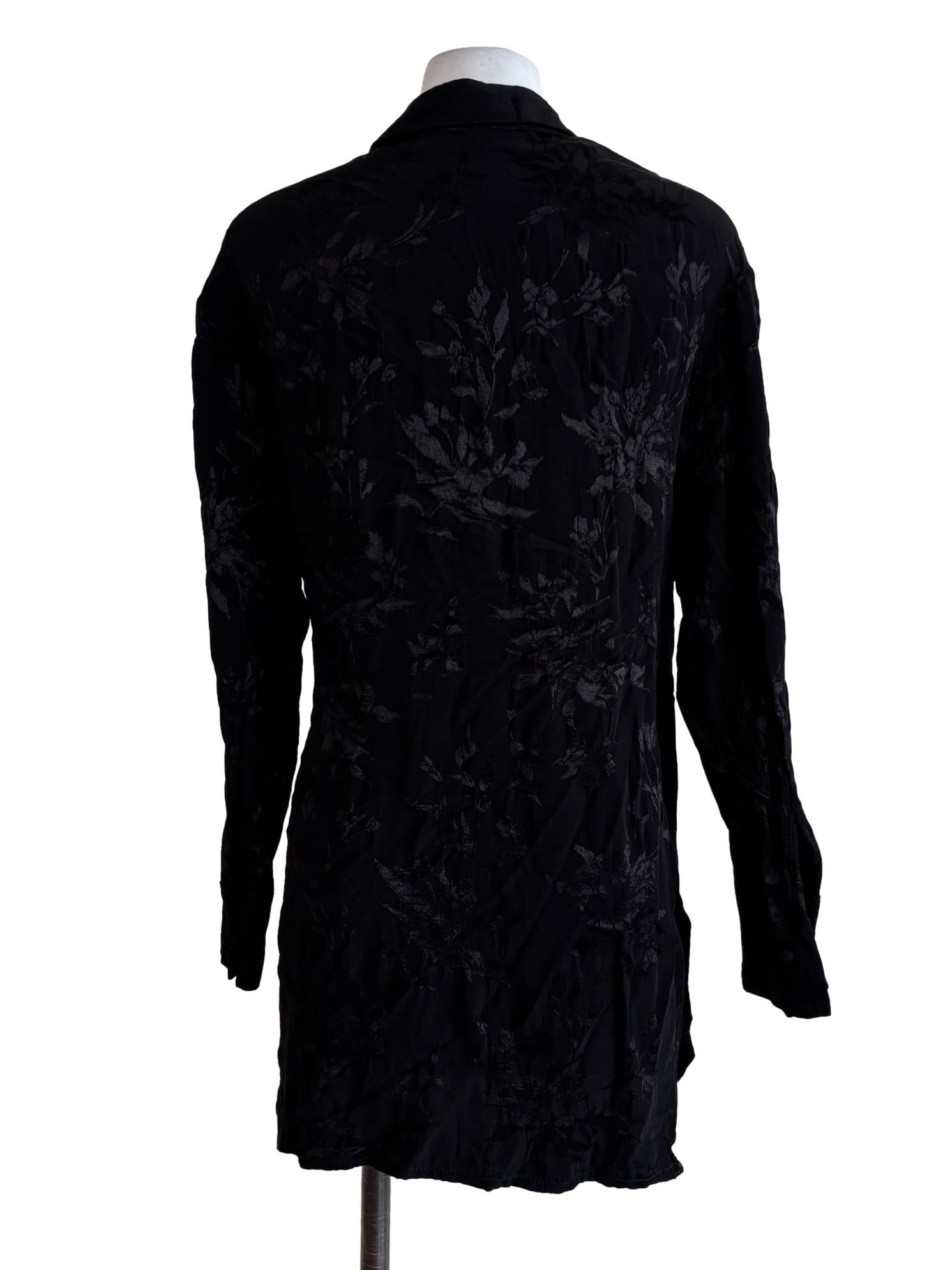 Black Surplice Side Tie Longsleeve Blouse
