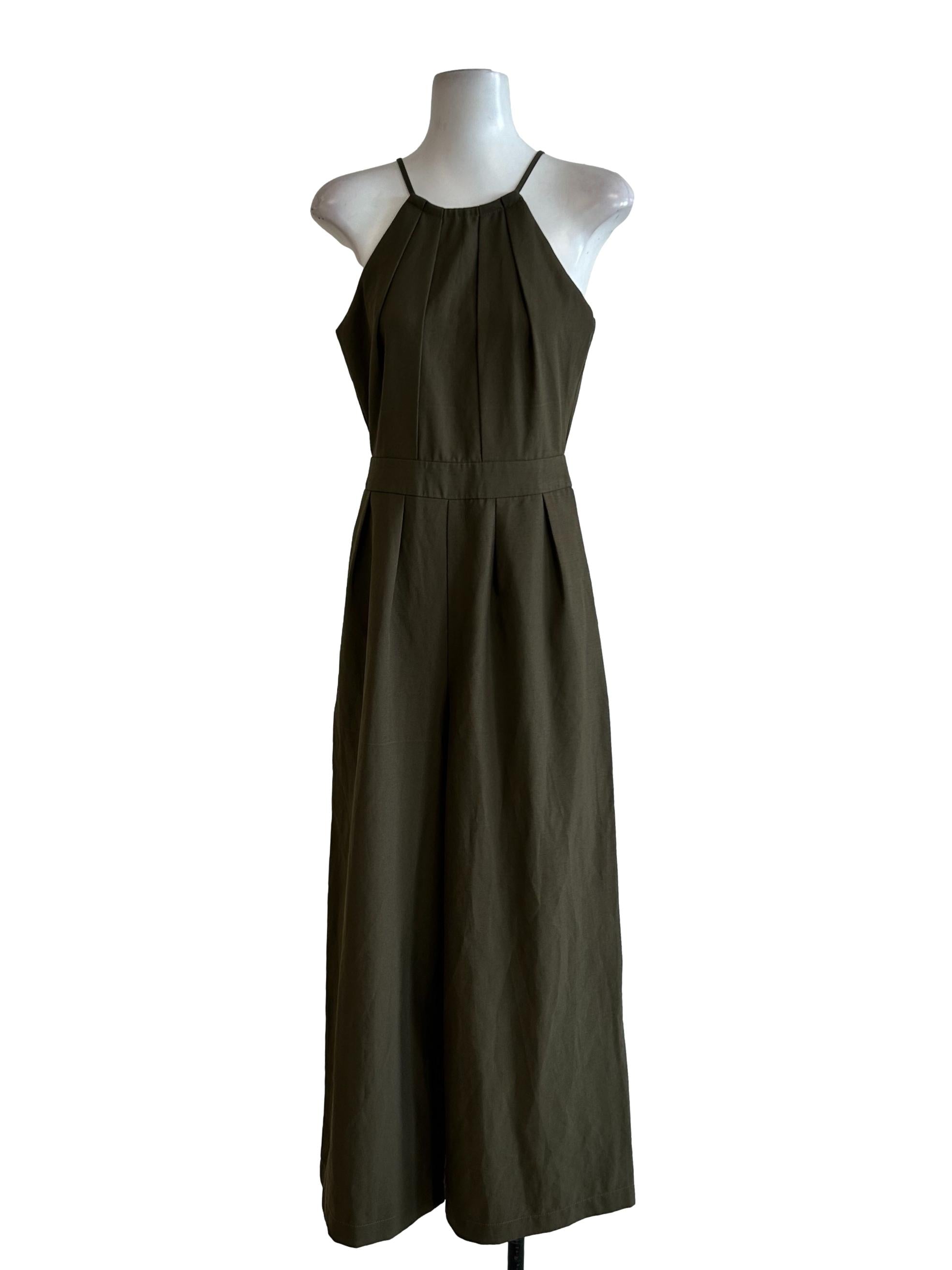 Moss Green Halter Neck Jumpsuit