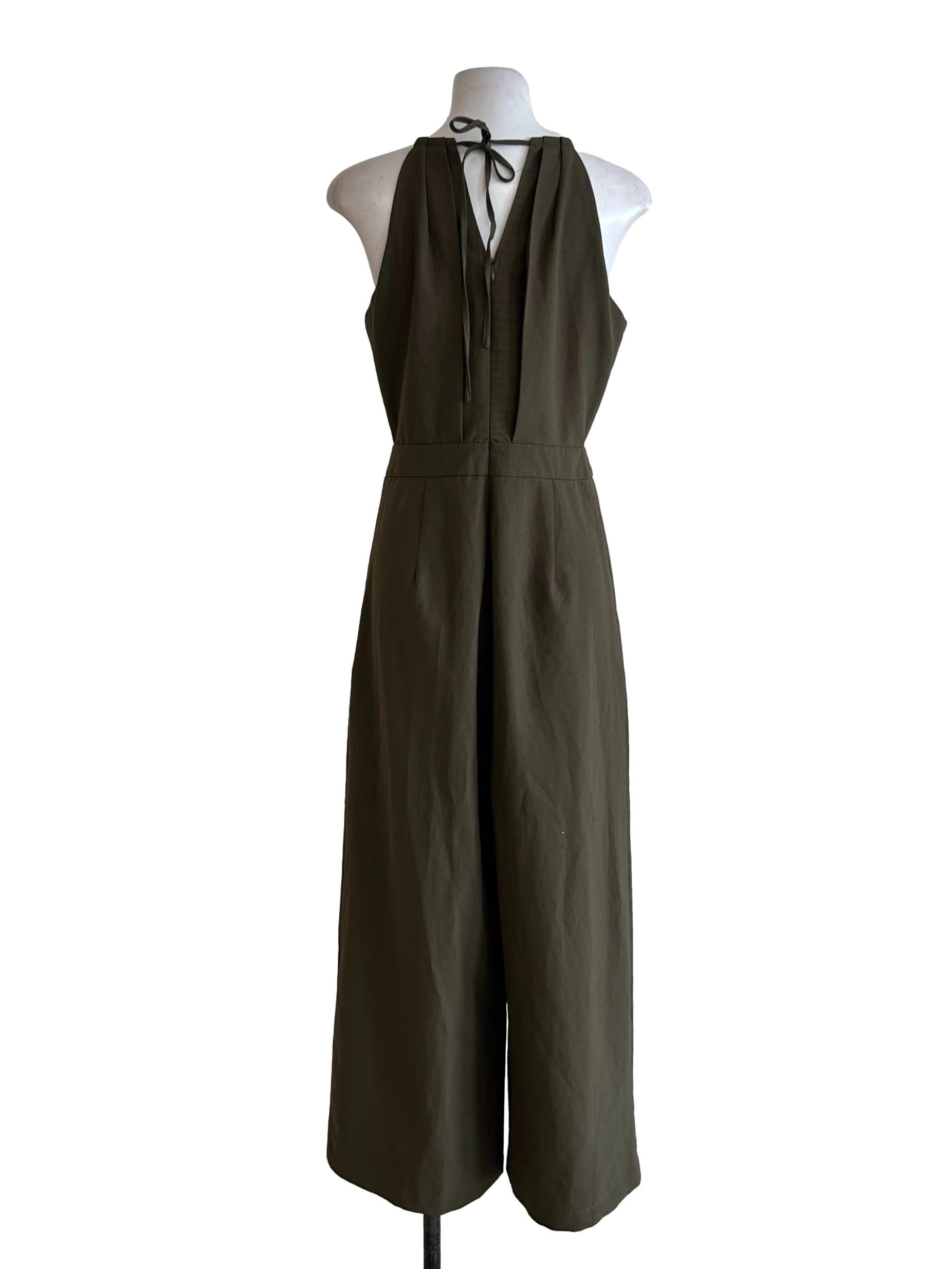 Moss Green Halter Neck Jumpsuit