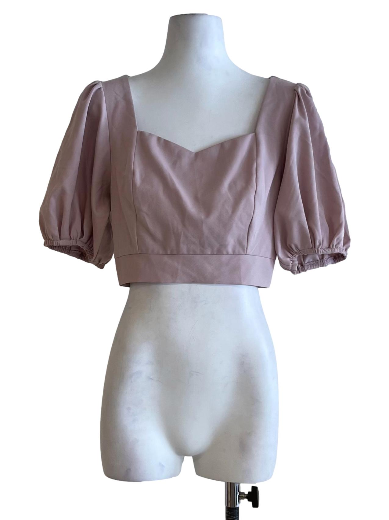 Blush Pink Sweetheart Neckline Blouse