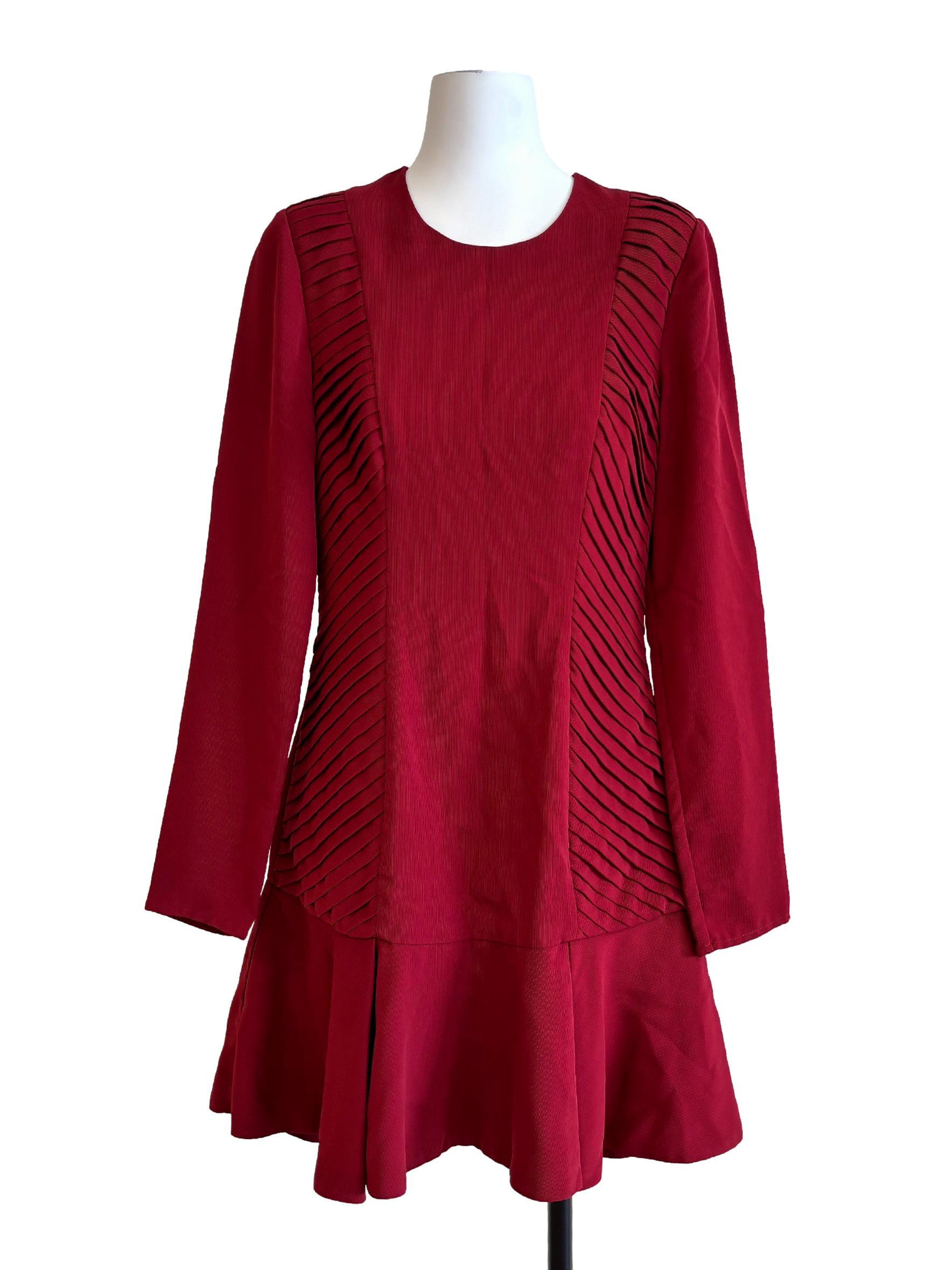 Lava Red Long Sleeve A-Line Dress