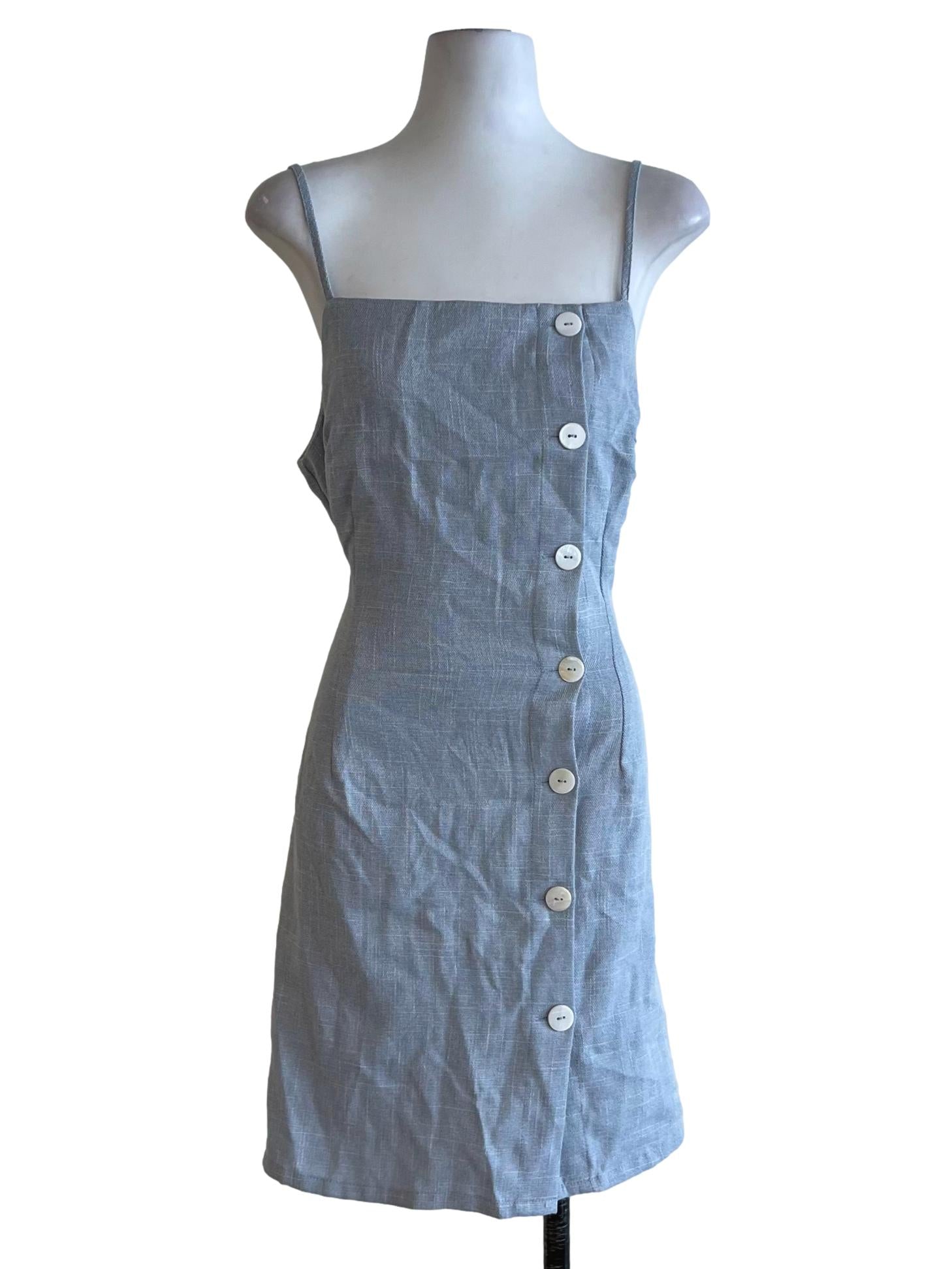 Sky Blue Graph Check Sheath Dress
