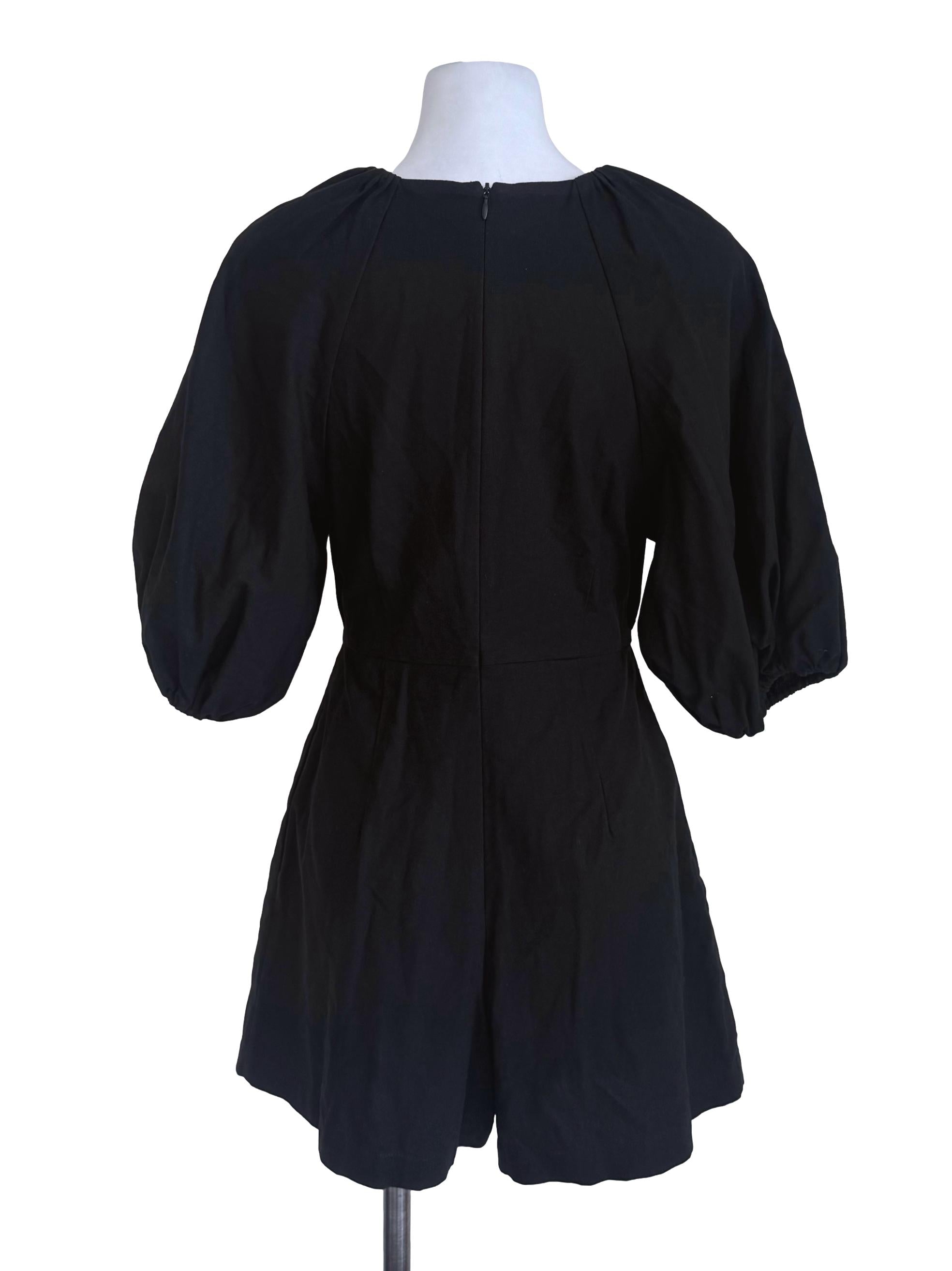 Black Open Waist Peasant Romper LB