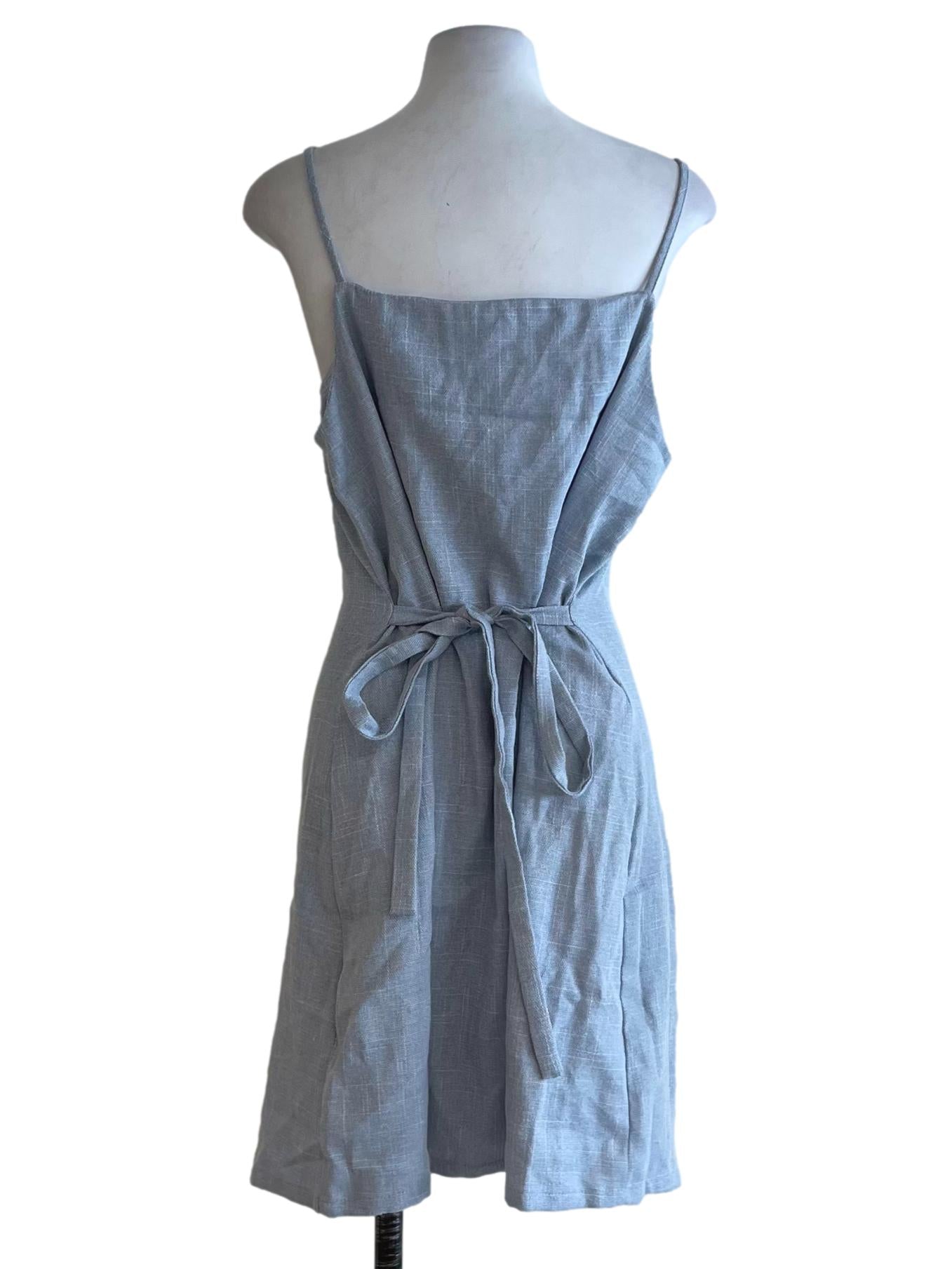 Sky Blue Graph Check Sheath Dress