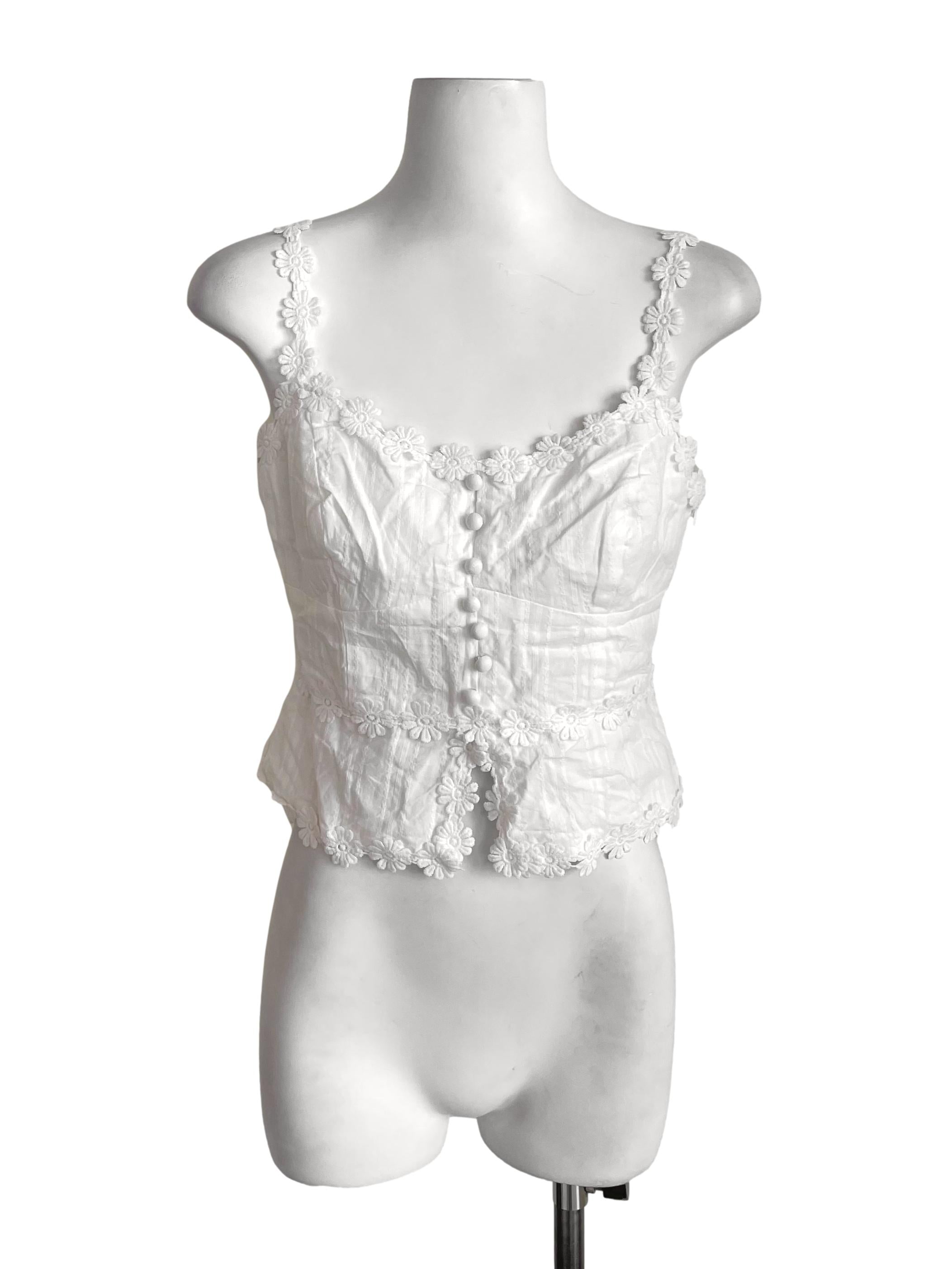 White Daisy Trace Petite Camisole