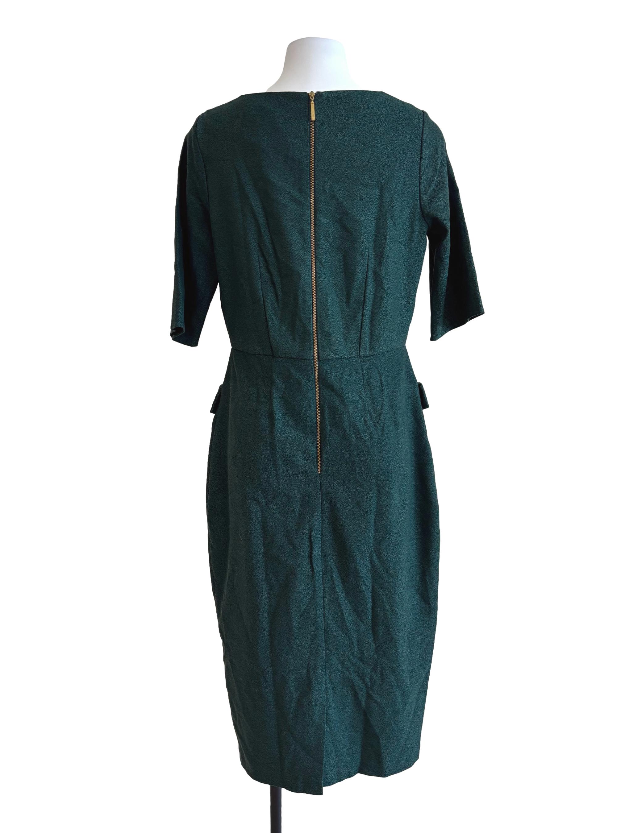 Pine Green Quarter Sleeve Pencil Dress