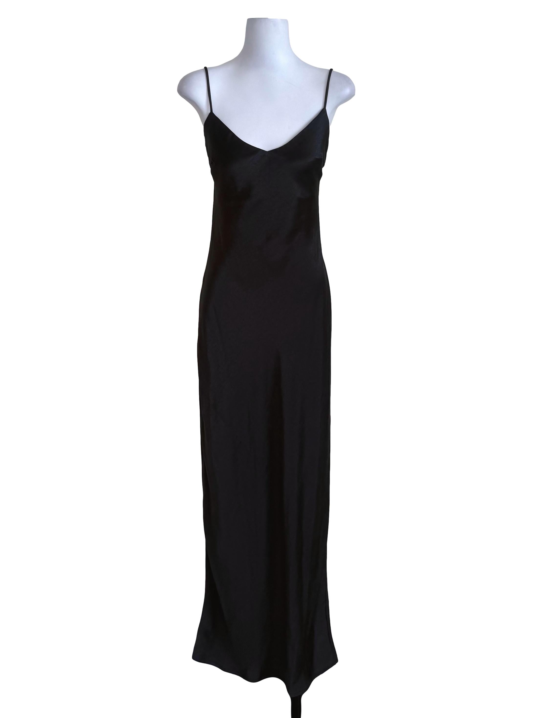 Black Satin Slip Dress