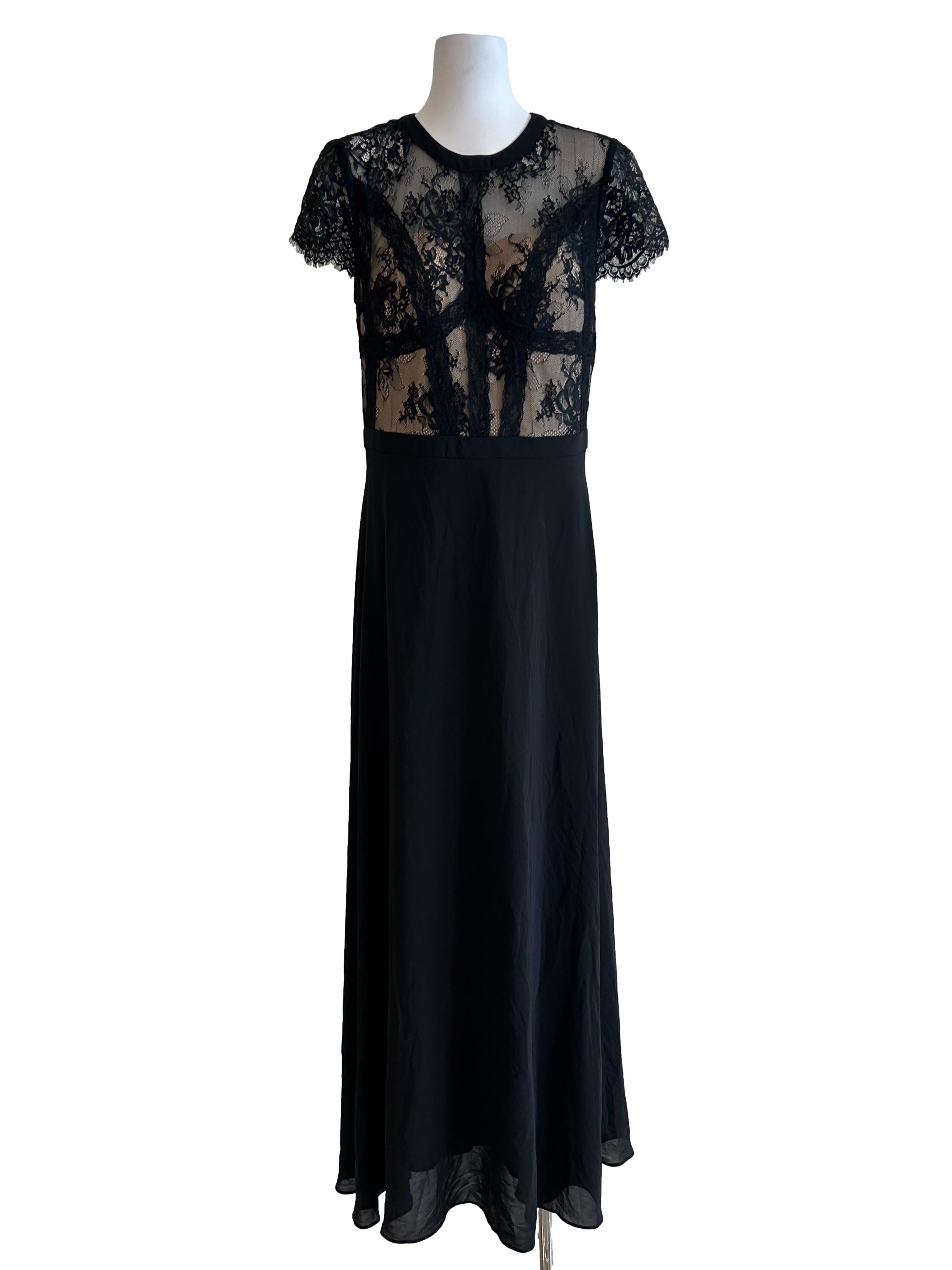 Black Floral Lace Maxi Dress