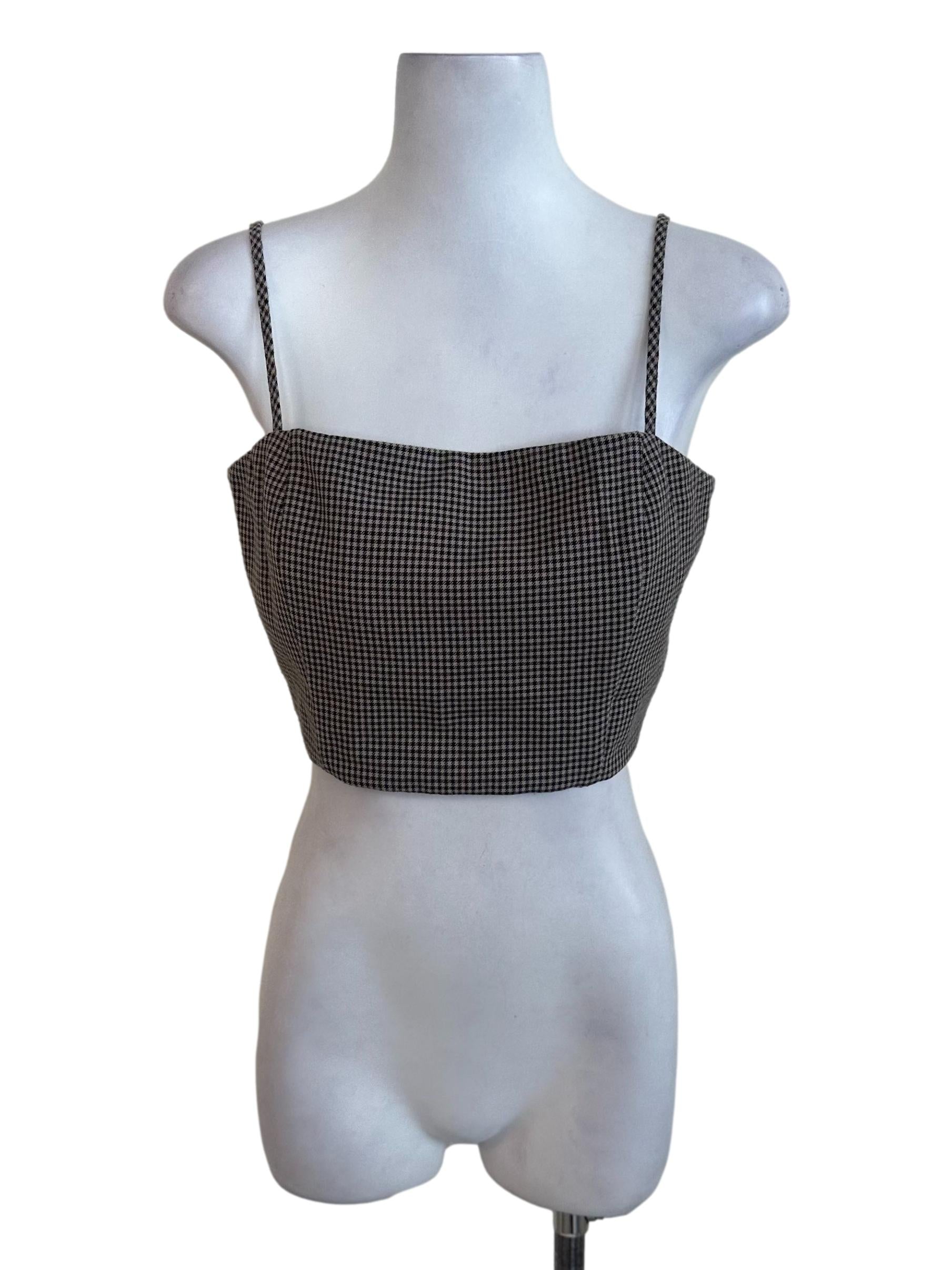 Black Brown Plaid Pattern Top