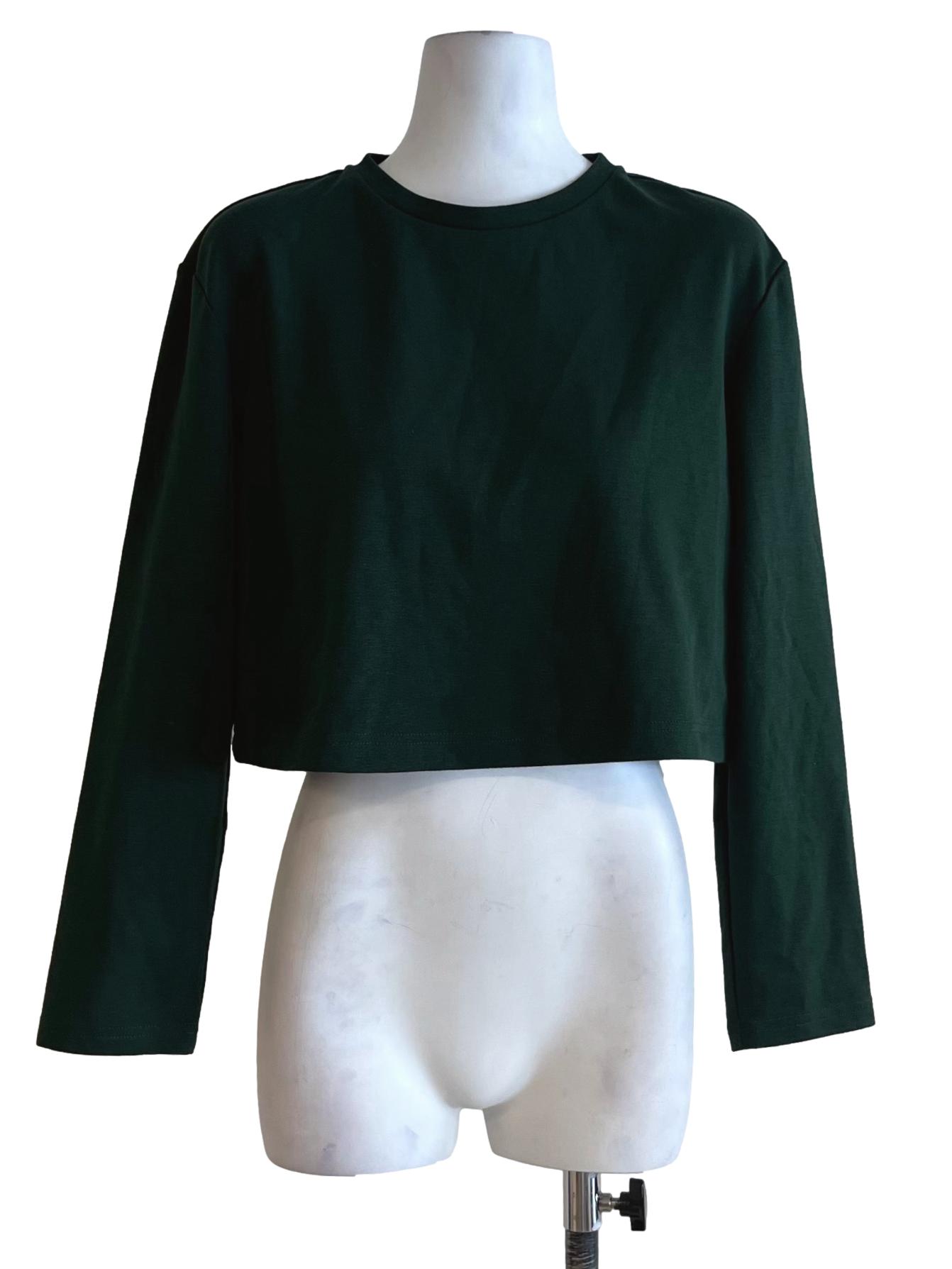 Pine Green Jewel Neckline Blouse