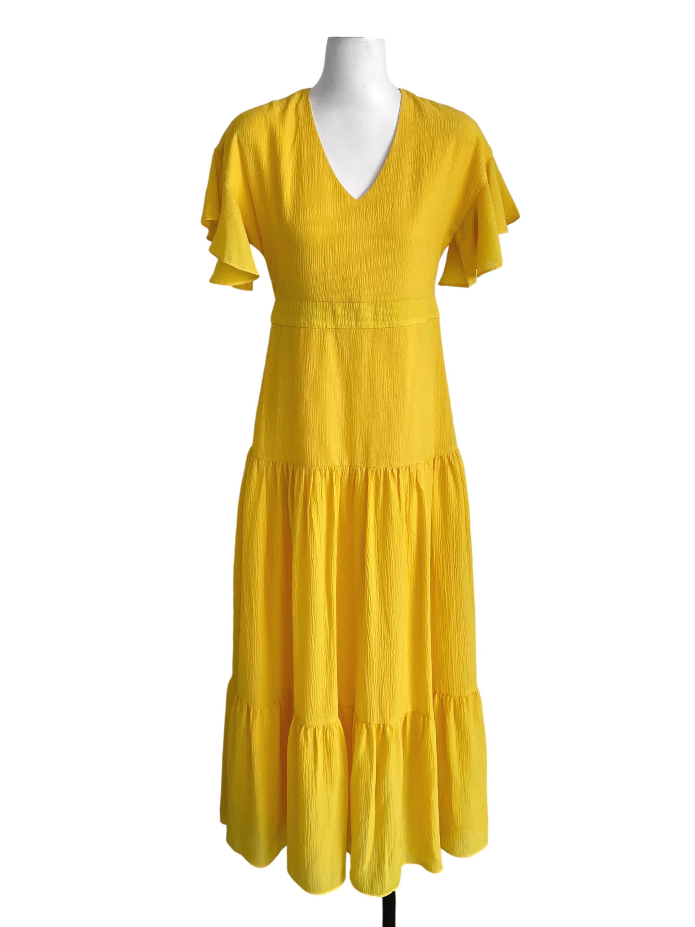 Canary V Neck Tiered Dress