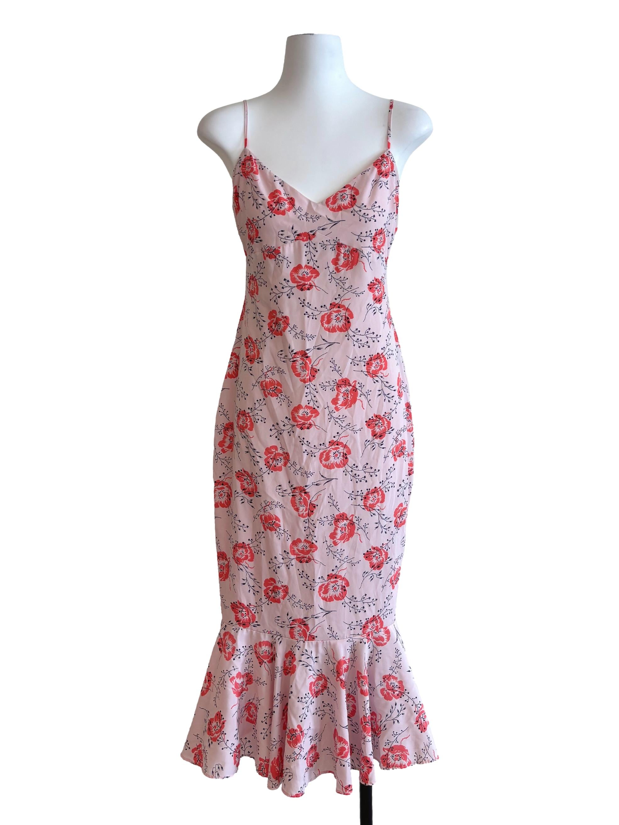 Baby Pink Drop Waist Floral Cami Dress