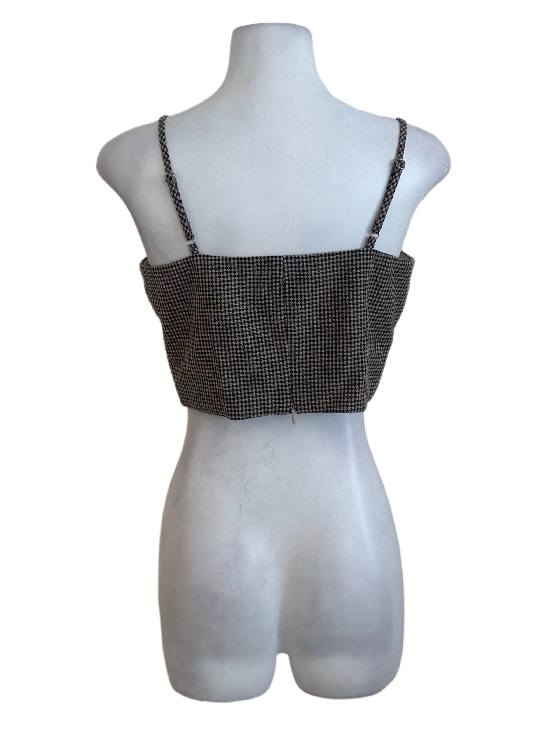 Black Brown Plaid Pattern Top