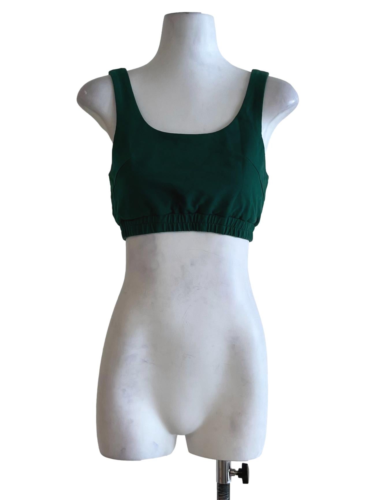 Pine Green Scoop Neckline Cropped Top