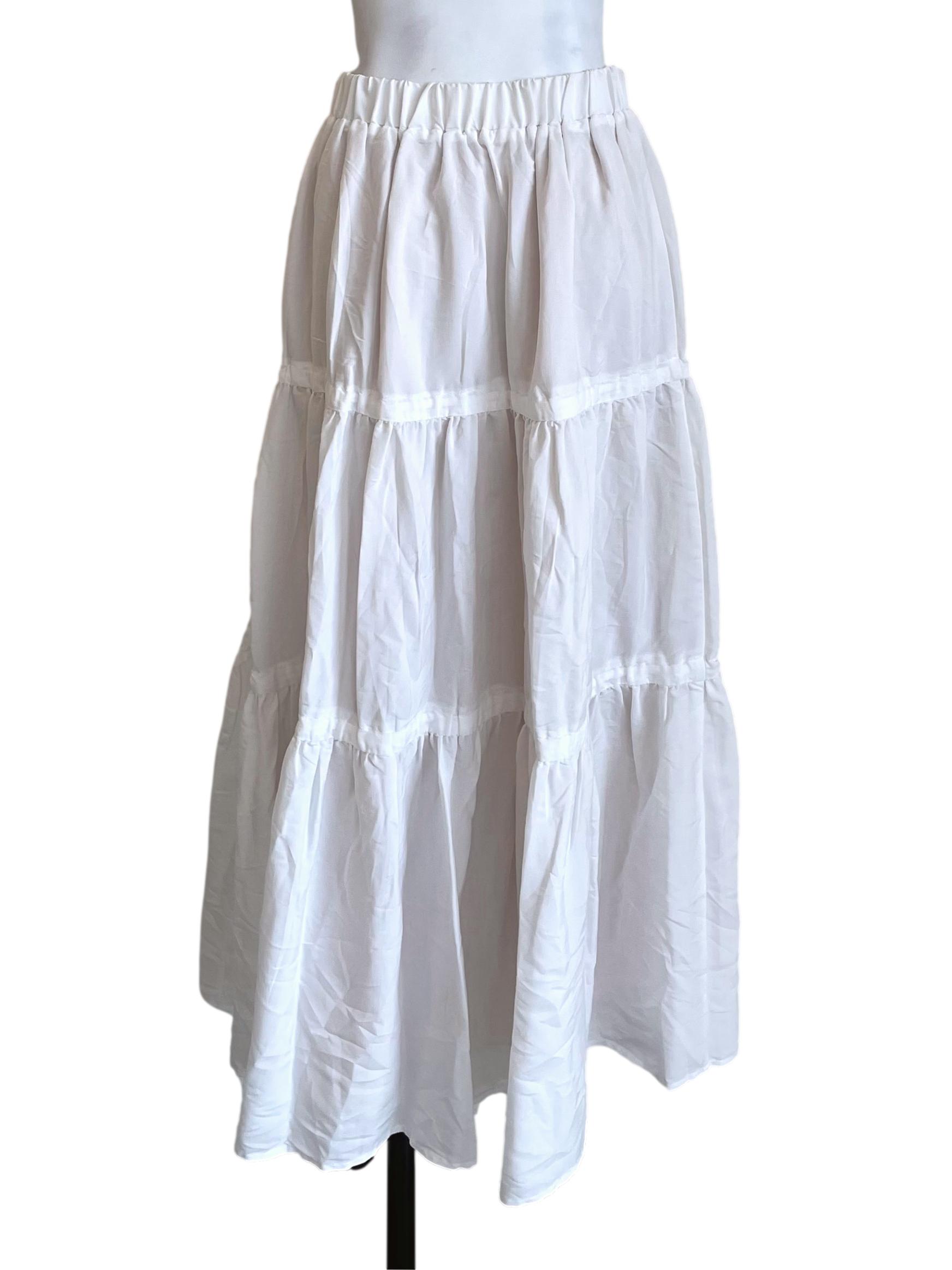 White Tie Knots Tiered Skirt TCL