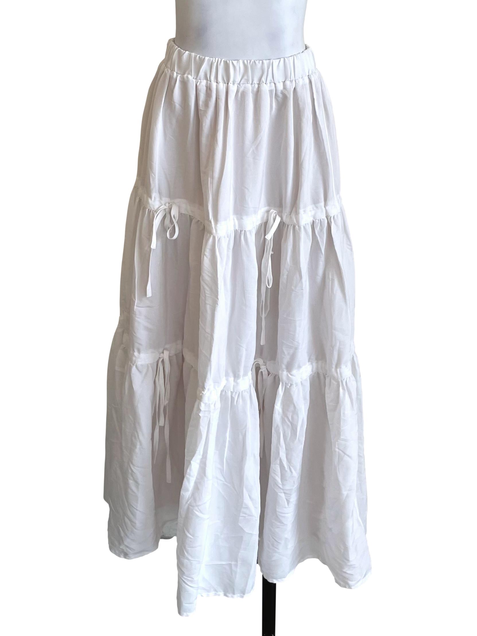 White Tie Knots Tiered Skirt TCL