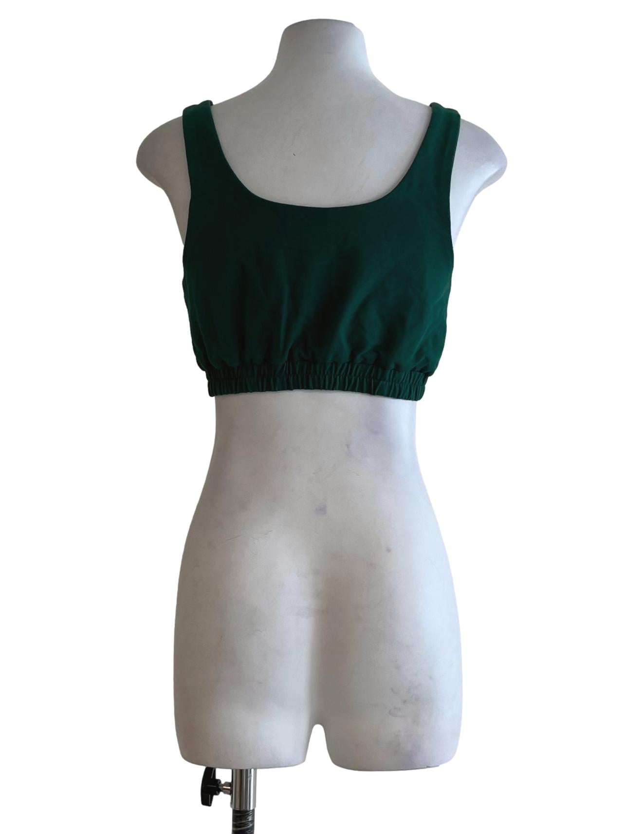 Pine Green Scoop Neckline Cropped Top