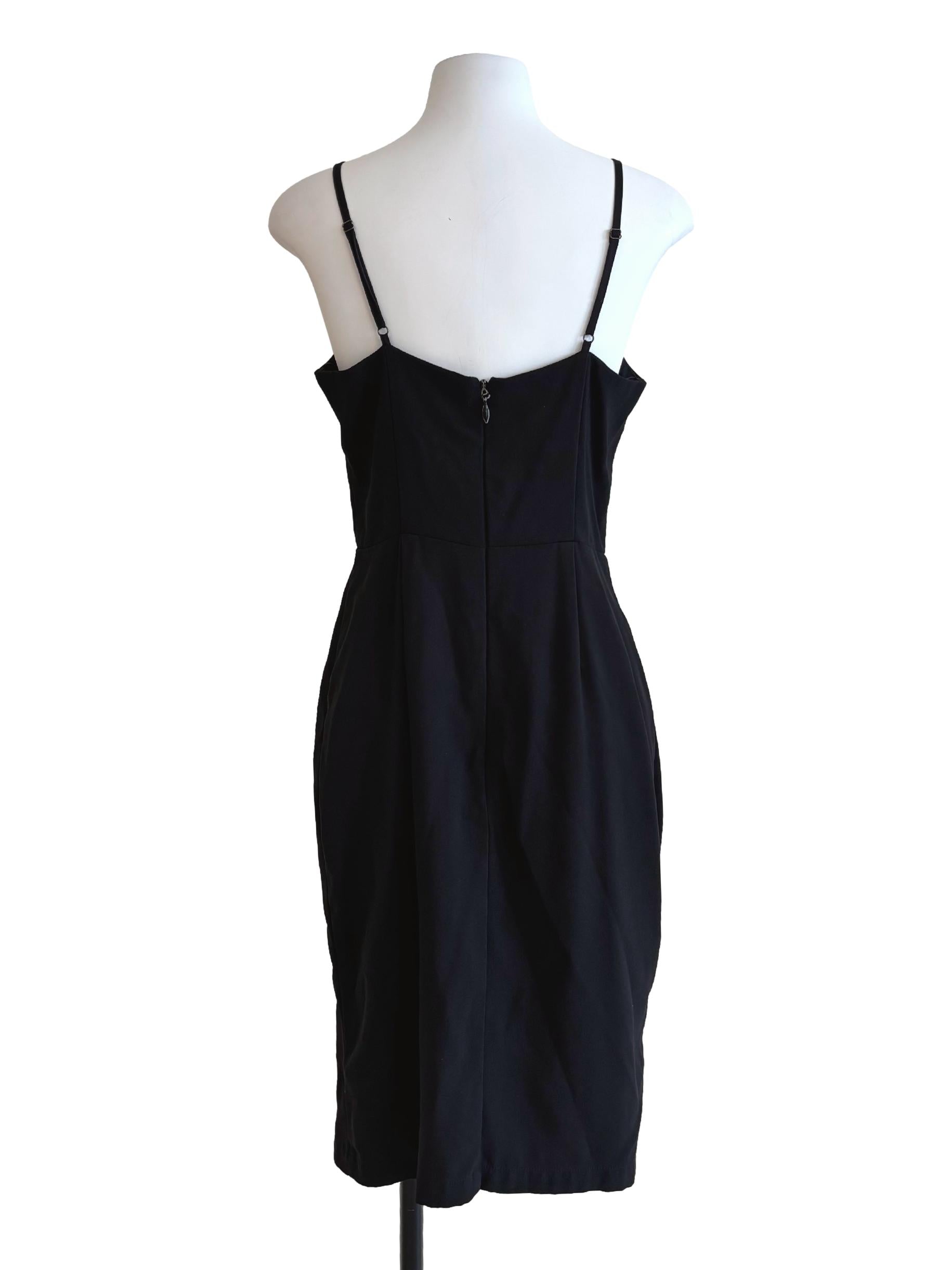 Jet Black Double Buttoned Pencil Dress